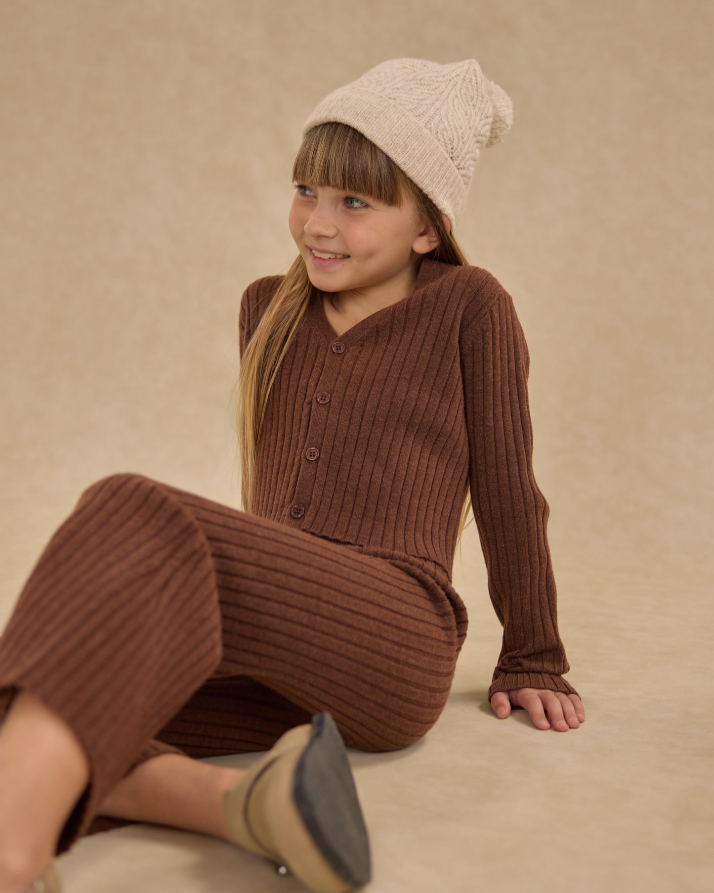 Long Sleeve Knit Button Top || Brown - Rylee + Cru | Kids Clothes | Trendy Baby Clothes | Modern Infant Outfits |