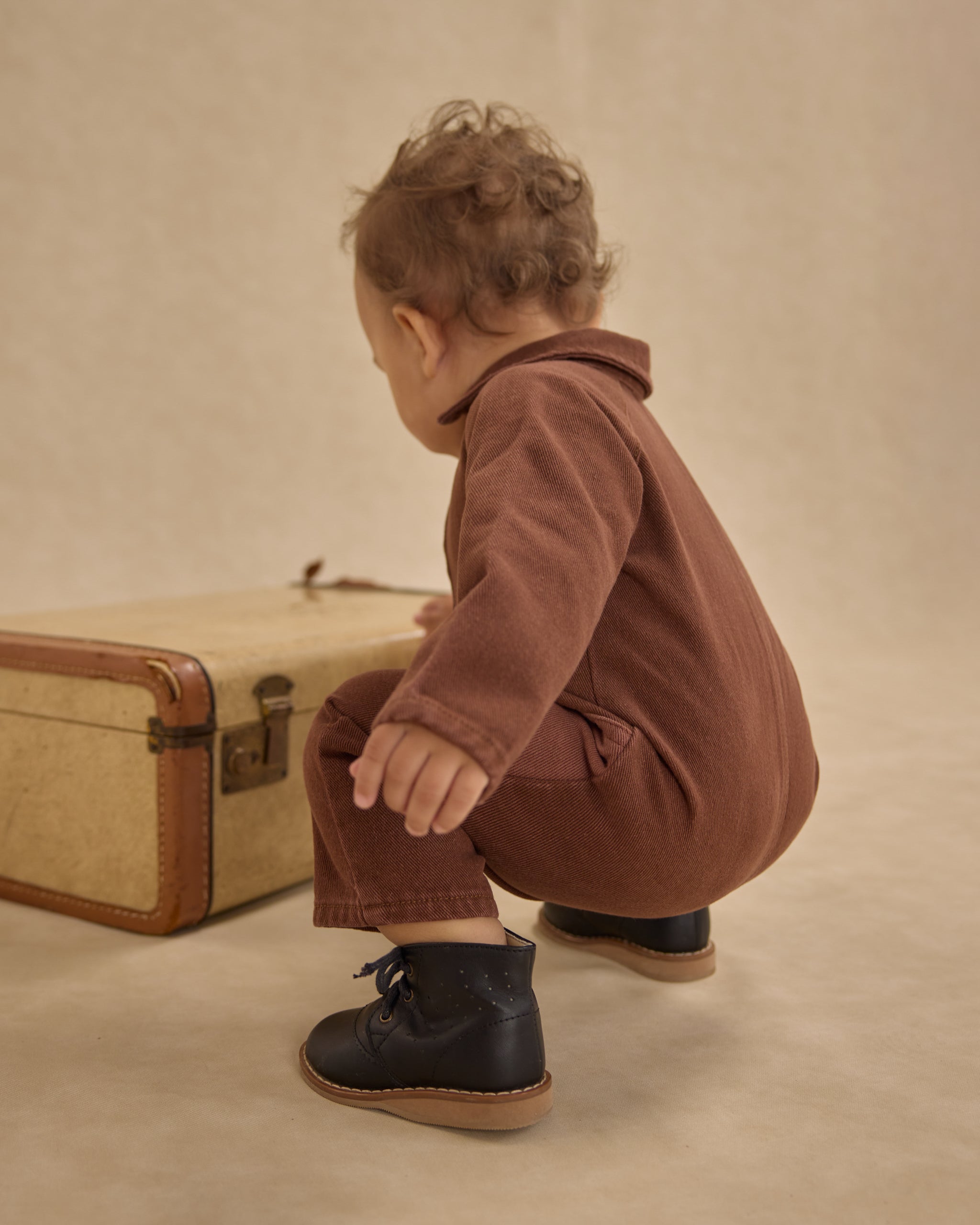 Collared Baby Jumpsuit || Brown - Rylee + Cru | Kids Clothes | Trendy Baby Clothes | Modern Infant Outfits |