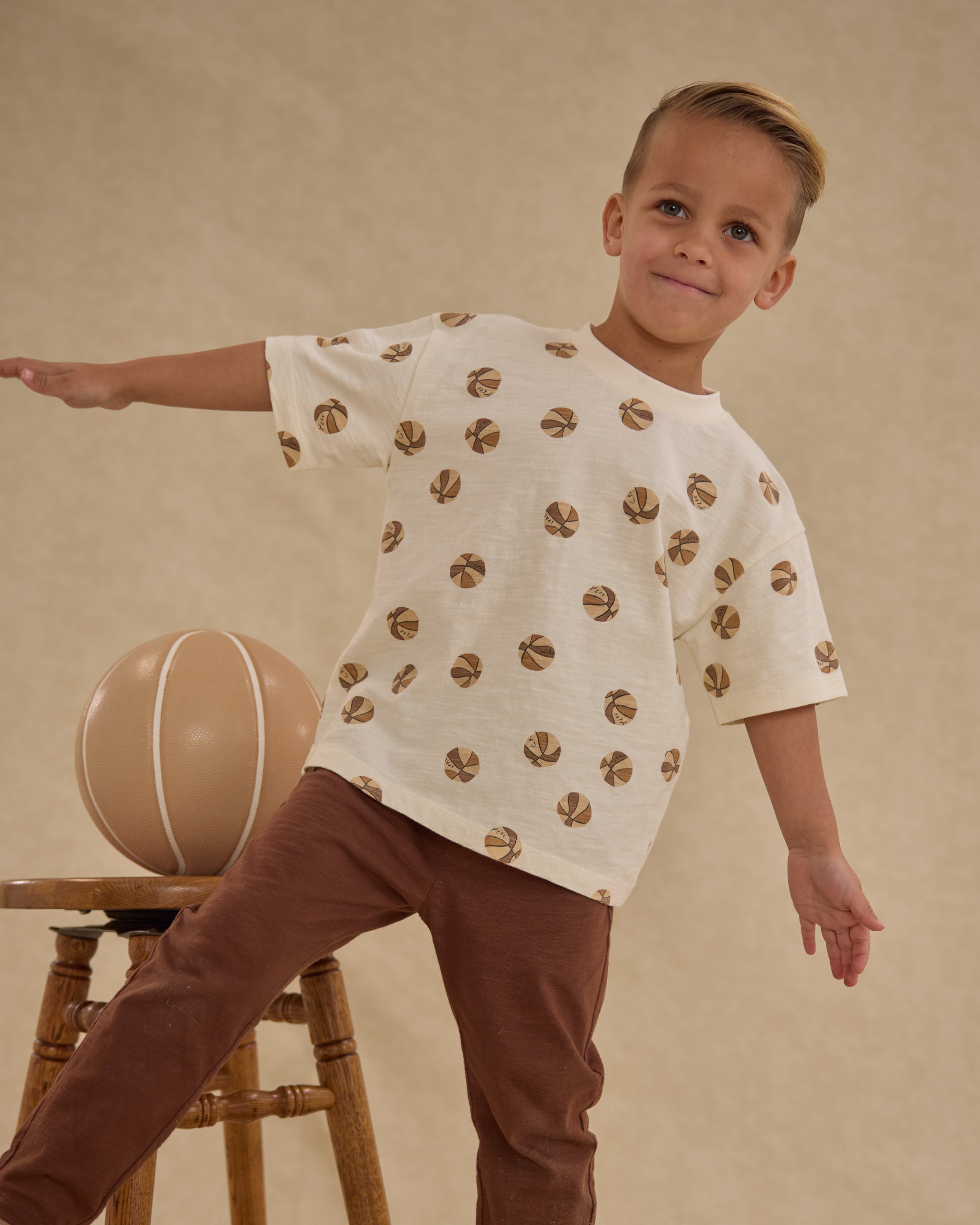Relaxed Tee || Basketball - Rylee + Cru | Kids Clothes | Trendy Baby Clothes | Modern Infant Outfits |