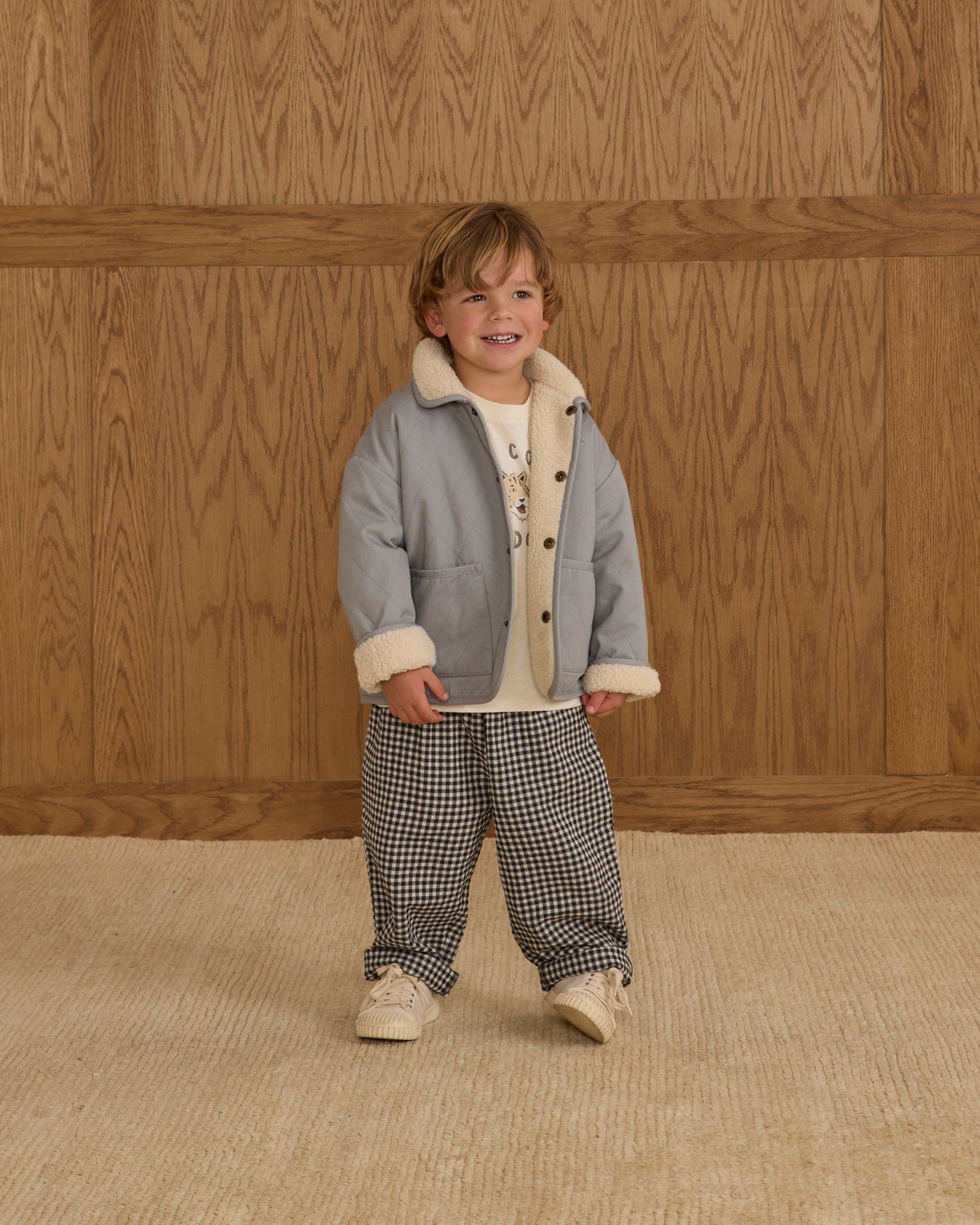 Quilted Winter Coat || Dusty Blue - Rylee + Cru | Kids Clothes | Trendy Baby Clothes | Modern Infant Outfits |