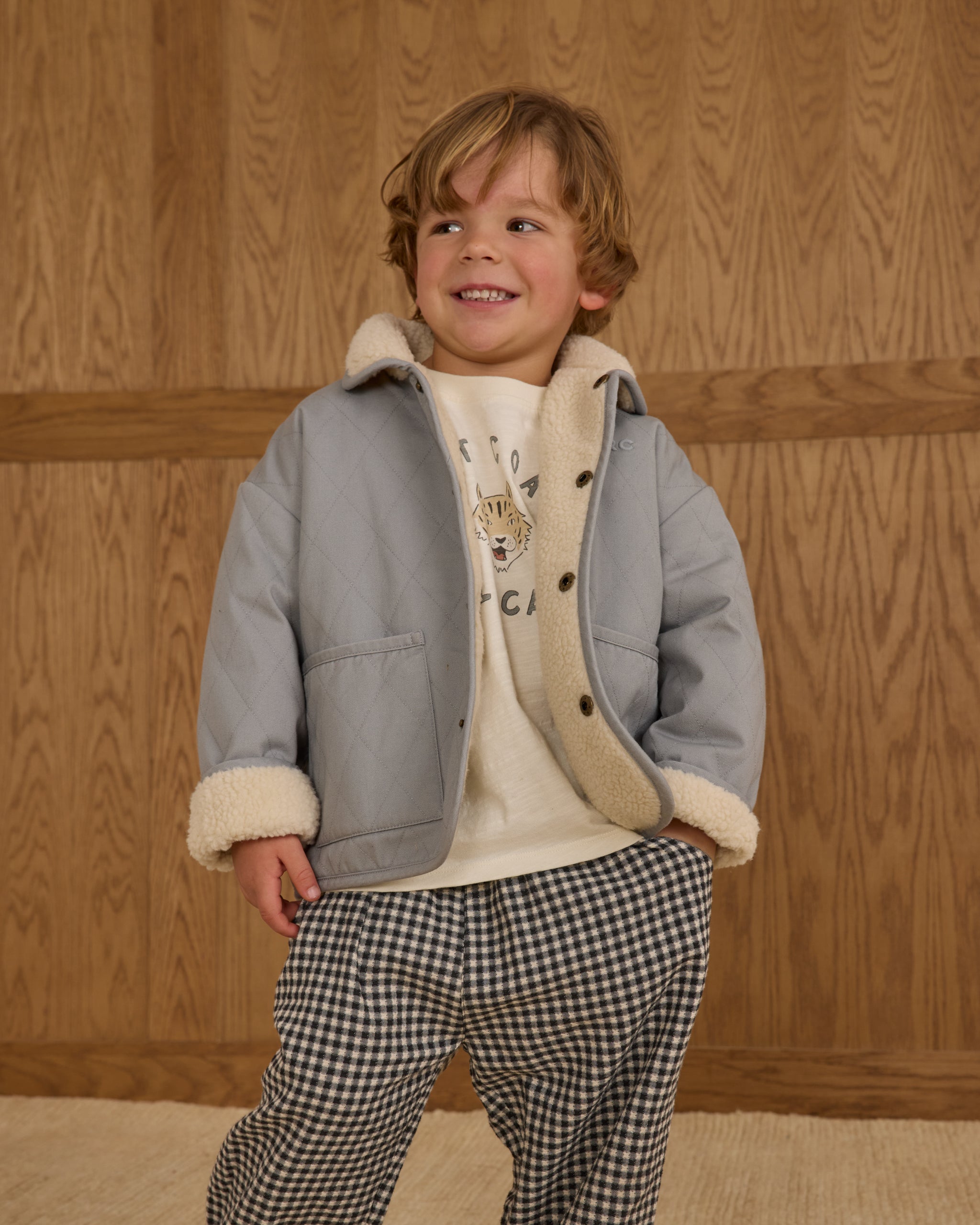Quilted Winter Coat || Dusty Blue - Rylee + Cru | Kids Clothes | Trendy Baby Clothes | Modern Infant Outfits |