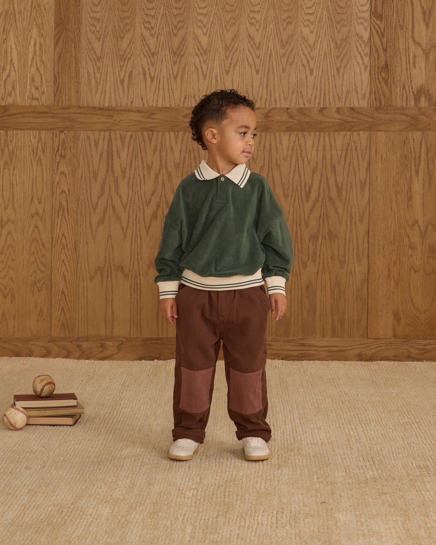 Collared Sweatshirt || Green - Rylee + Cru | Kids Clothes | Trendy Baby Clothes | Modern Infant Outfits |