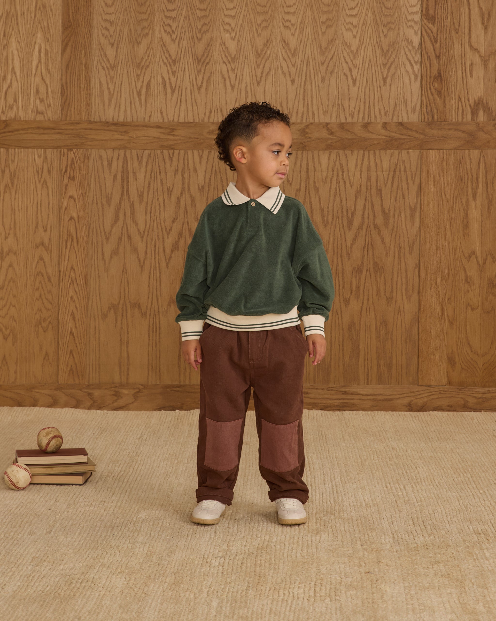 Collared Sweatshirt || Green - Rylee + Cru | Kids Clothes | Trendy Baby Clothes | Modern Infant Outfits |