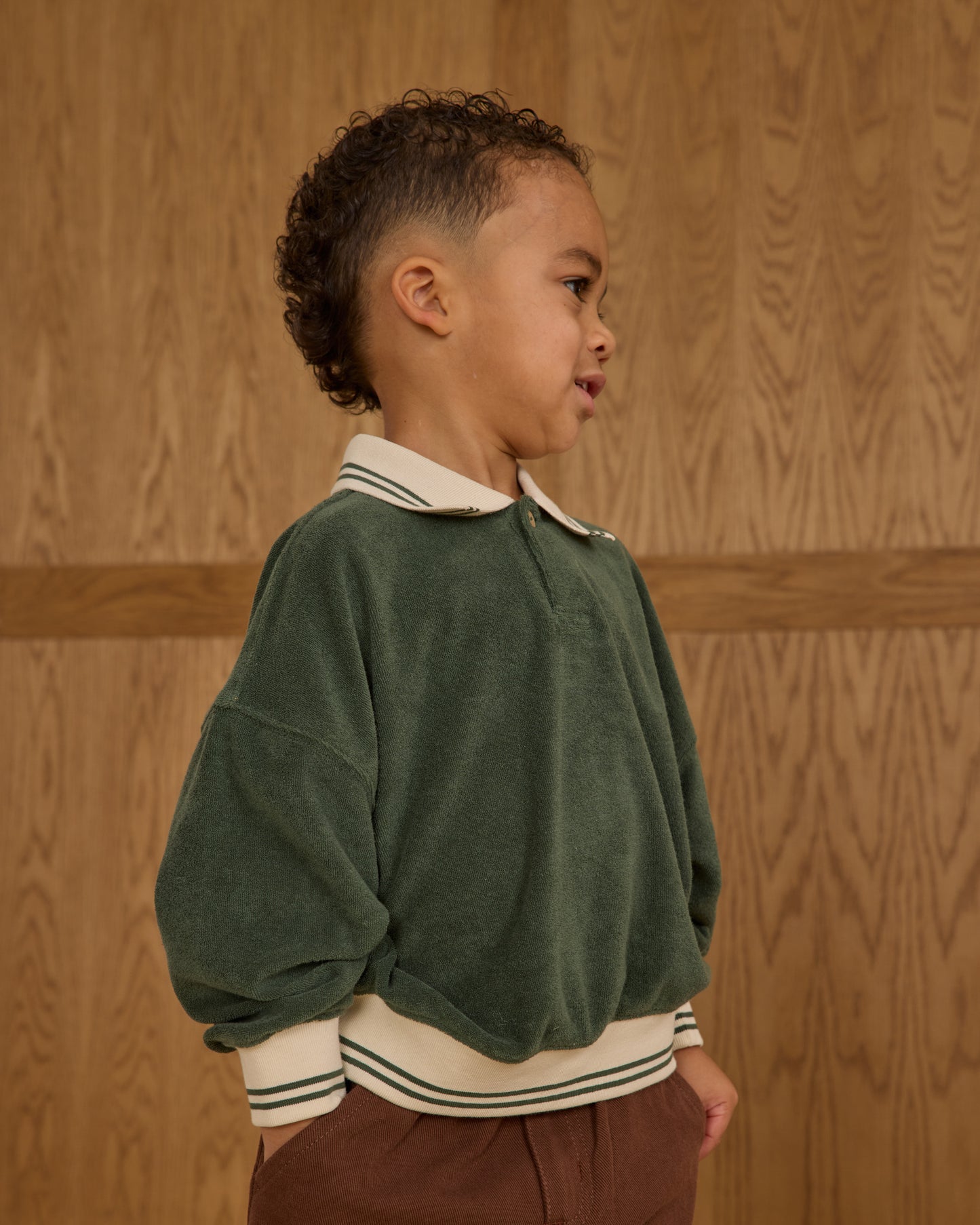 Collared Sweatshirt || Green - Rylee + Cru | Kids Clothes | Trendy Baby Clothes | Modern Infant Outfits |