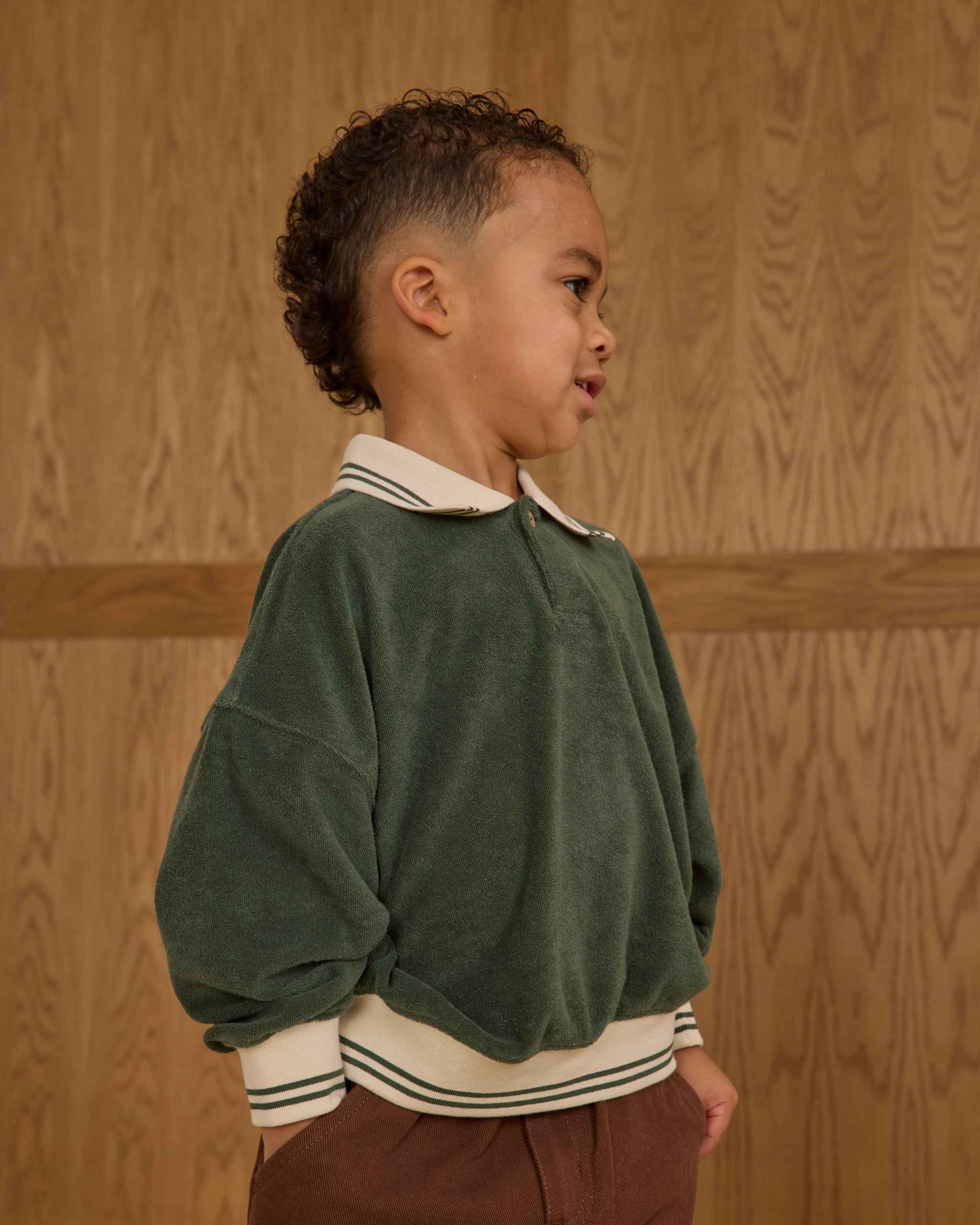 Collared Sweatshirt || Green - Rylee + Cru | Kids Clothes | Trendy Baby Clothes | Modern Infant Outfits |