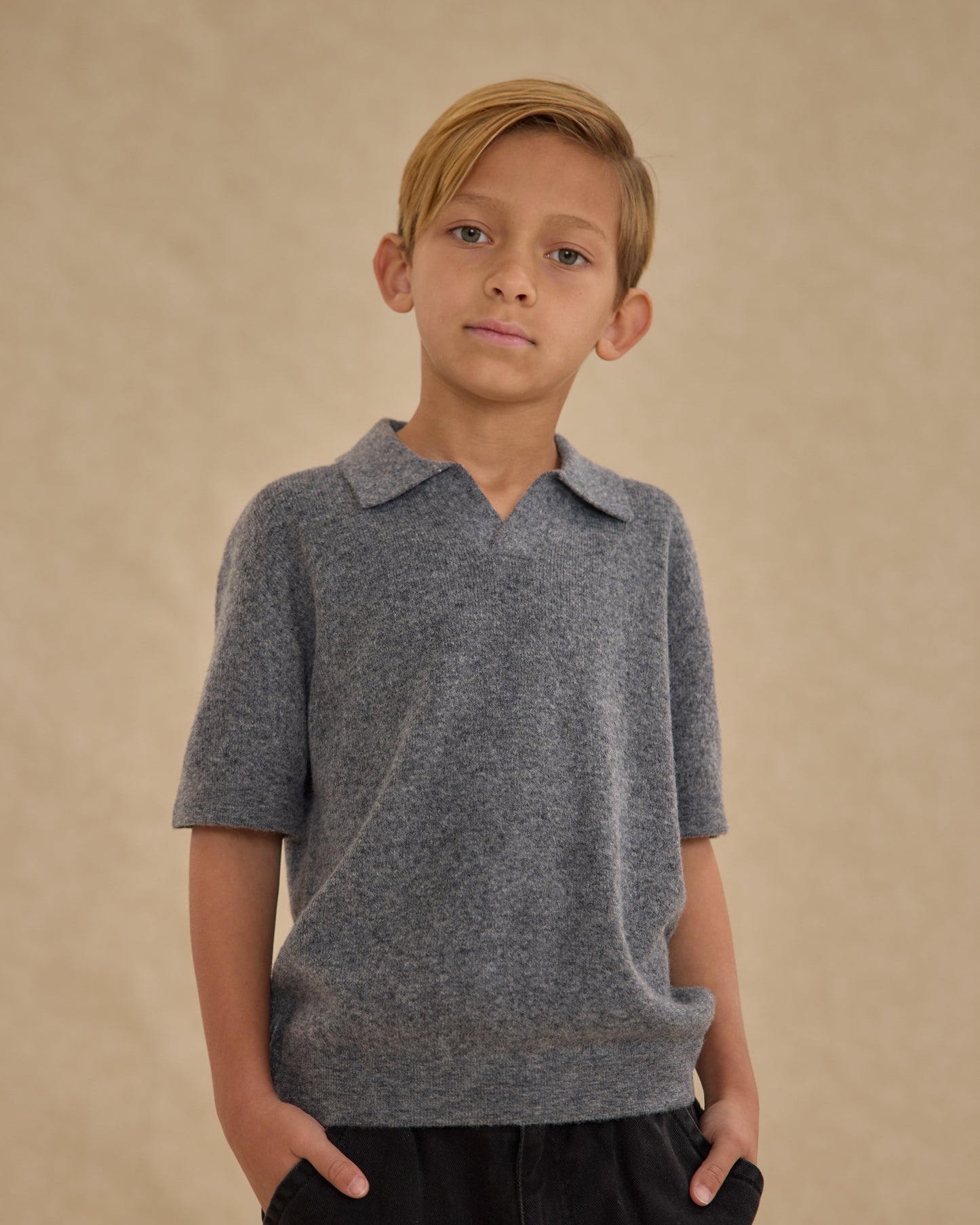 Knit Polo || Heathered Grey - Rylee + Cru | Kids Clothes | Trendy Baby Clothes | Modern Infant Outfits |