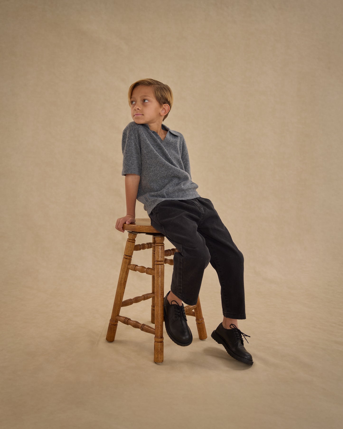 Knit Polo || Heathered Grey - Rylee + Cru | Kids Clothes | Trendy Baby Clothes | Modern Infant Outfits |