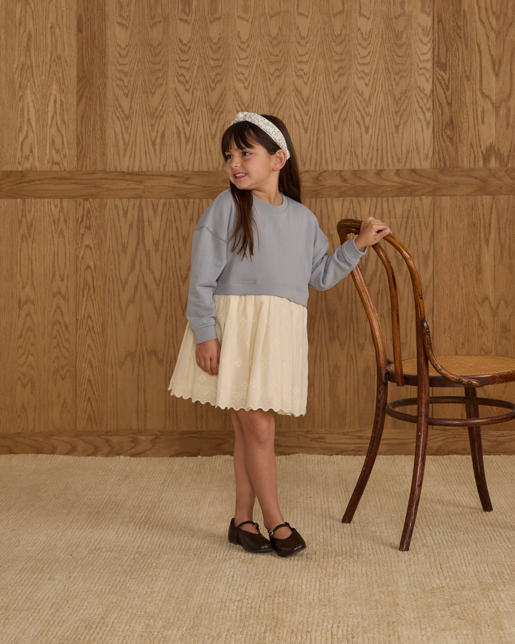 Sweatshirt Dress || Dusty Blue - Rylee + Cru | Kids Clothes | Trendy Baby Clothes | Modern Infant Outfits |