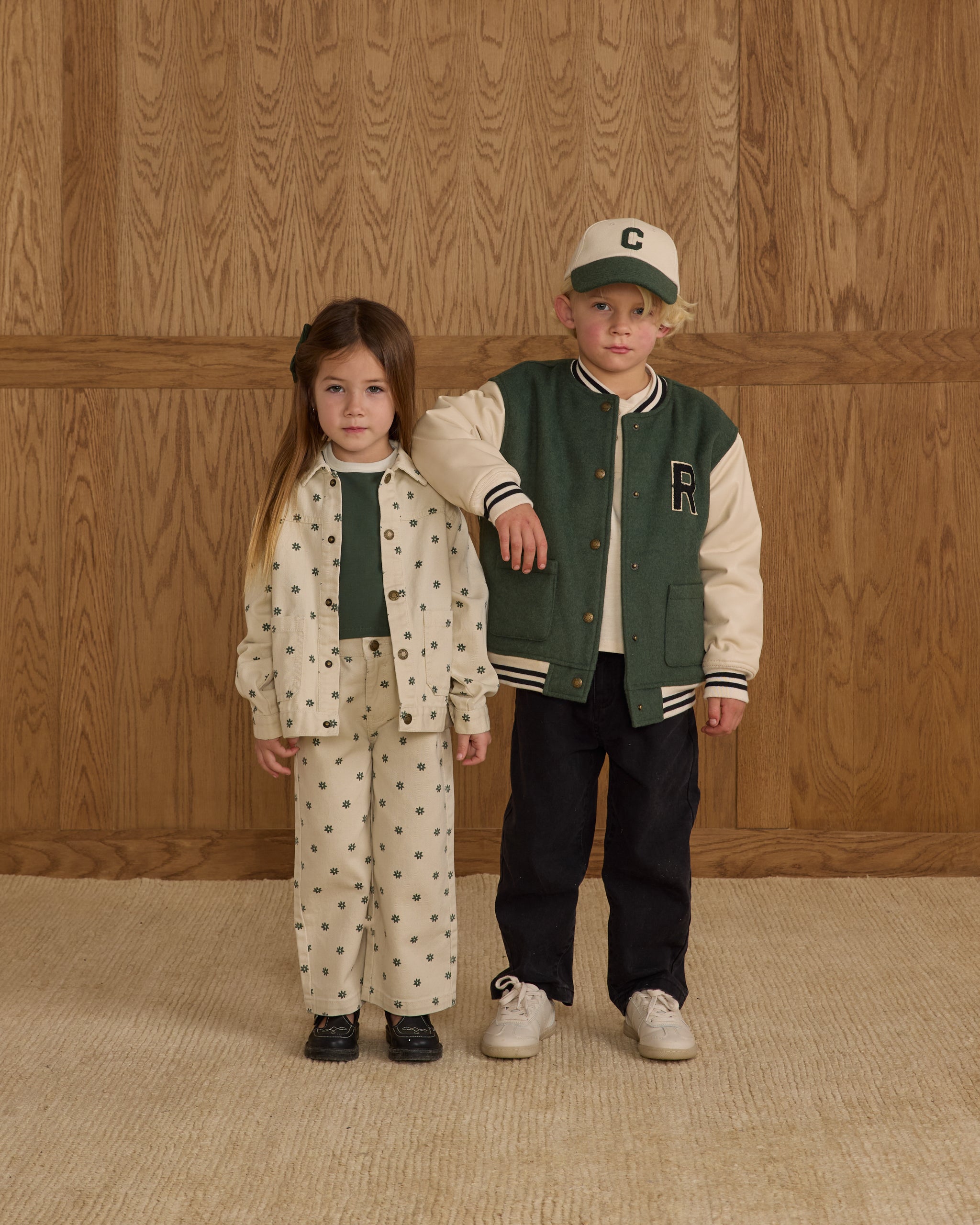 Varsity Jacket || Green - Rylee + Cru | Kids Clothes | Trendy Baby Clothes | Modern Infant Outfits |