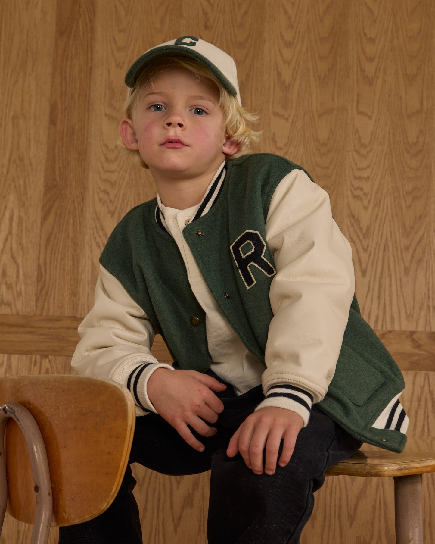 Varsity Jacket || Green - Rylee + Cru | Kids Clothes | Trendy Baby Clothes | Modern Infant Outfits |