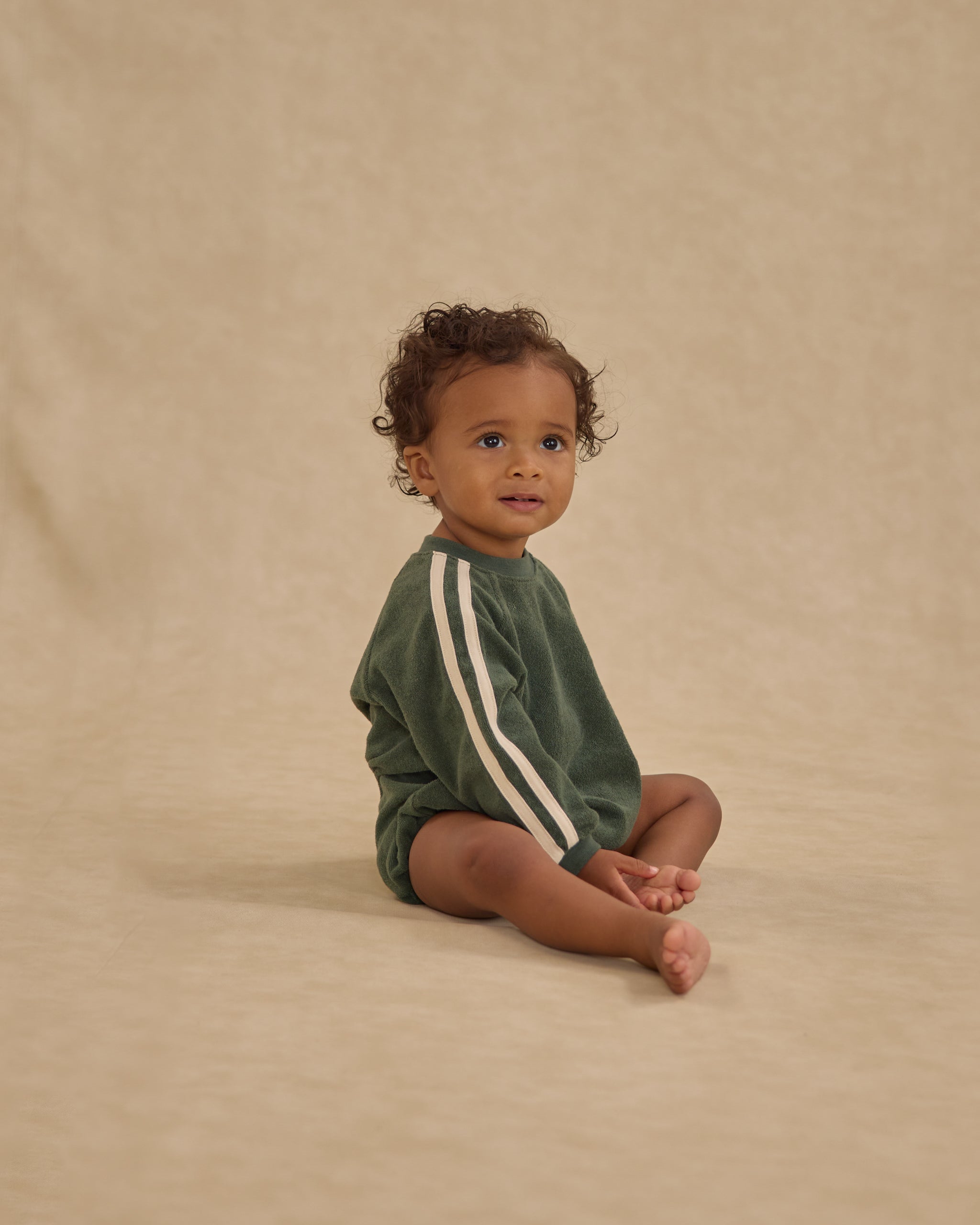 Crewneck Romper || Green - Rylee + Cru | Kids Clothes | Trendy Baby Clothes | Modern Infant Outfits |