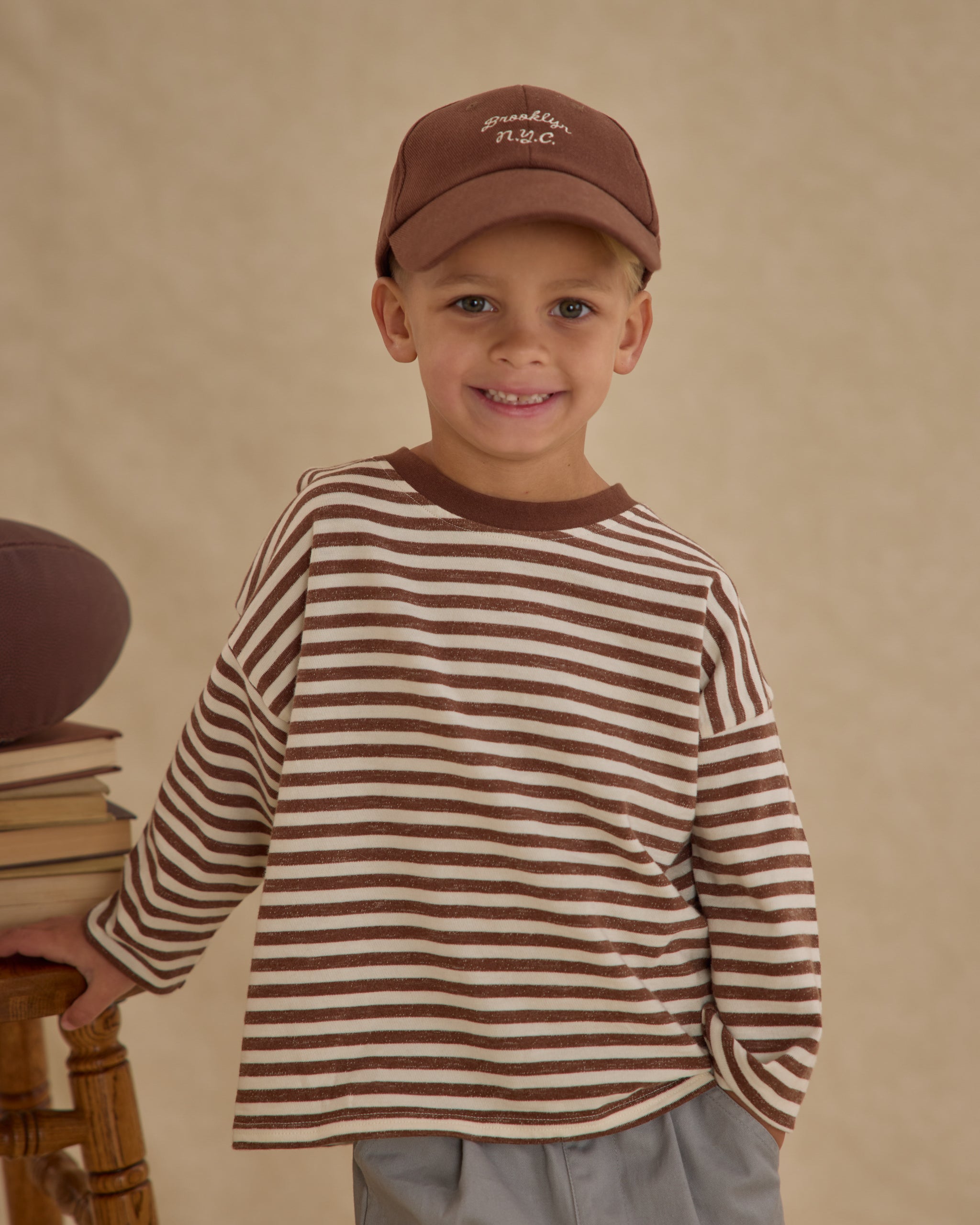 Camden Long Sleeve Tee || Brown Stripe - Rylee + Cru | Kids Clothes | Trendy Baby Clothes | Modern Infant Outfits |