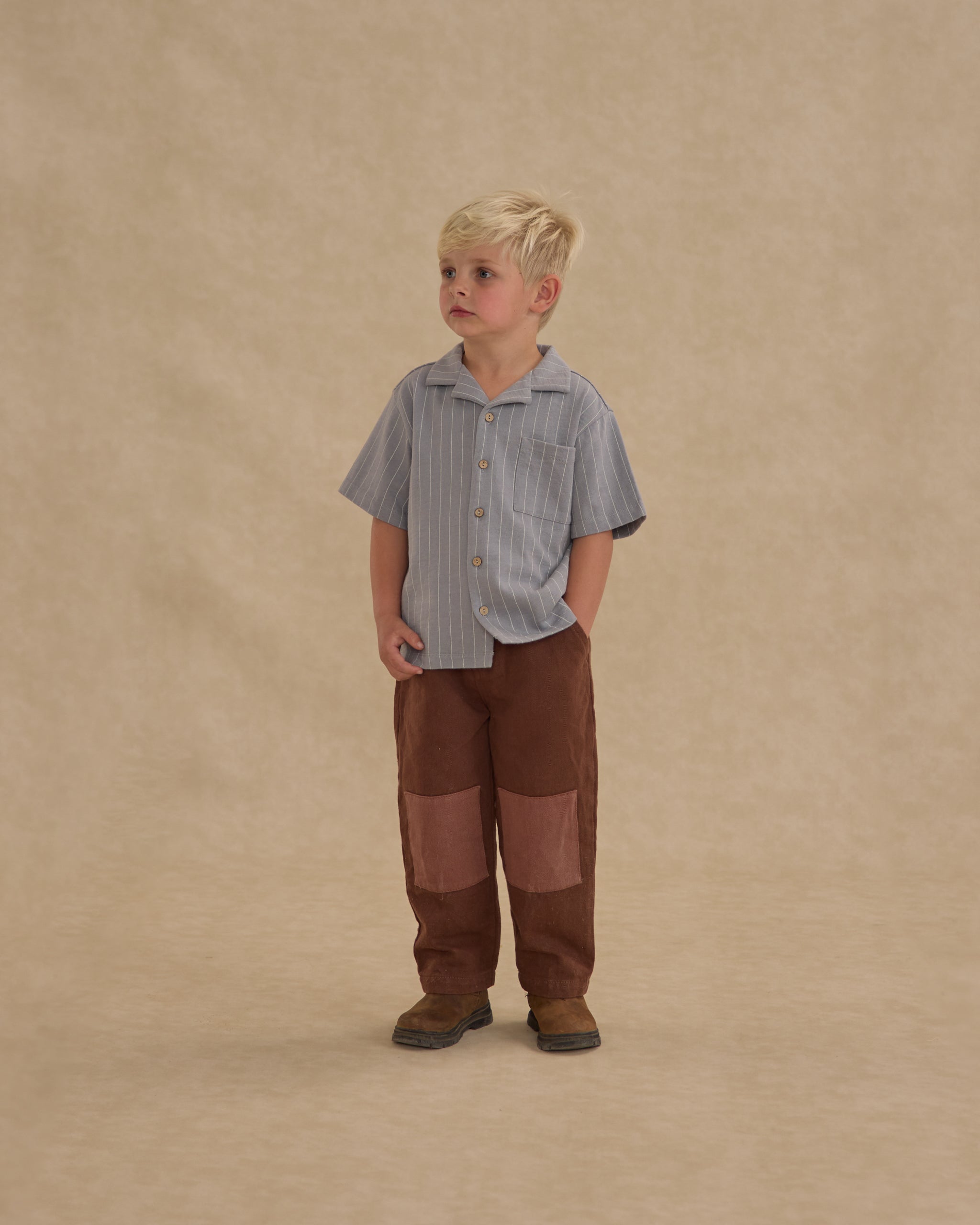 Lapel Collar Shirt || Blue Stripe - Rylee + Cru | Kids Clothes | Trendy Baby Clothes | Modern Infant Outfits |