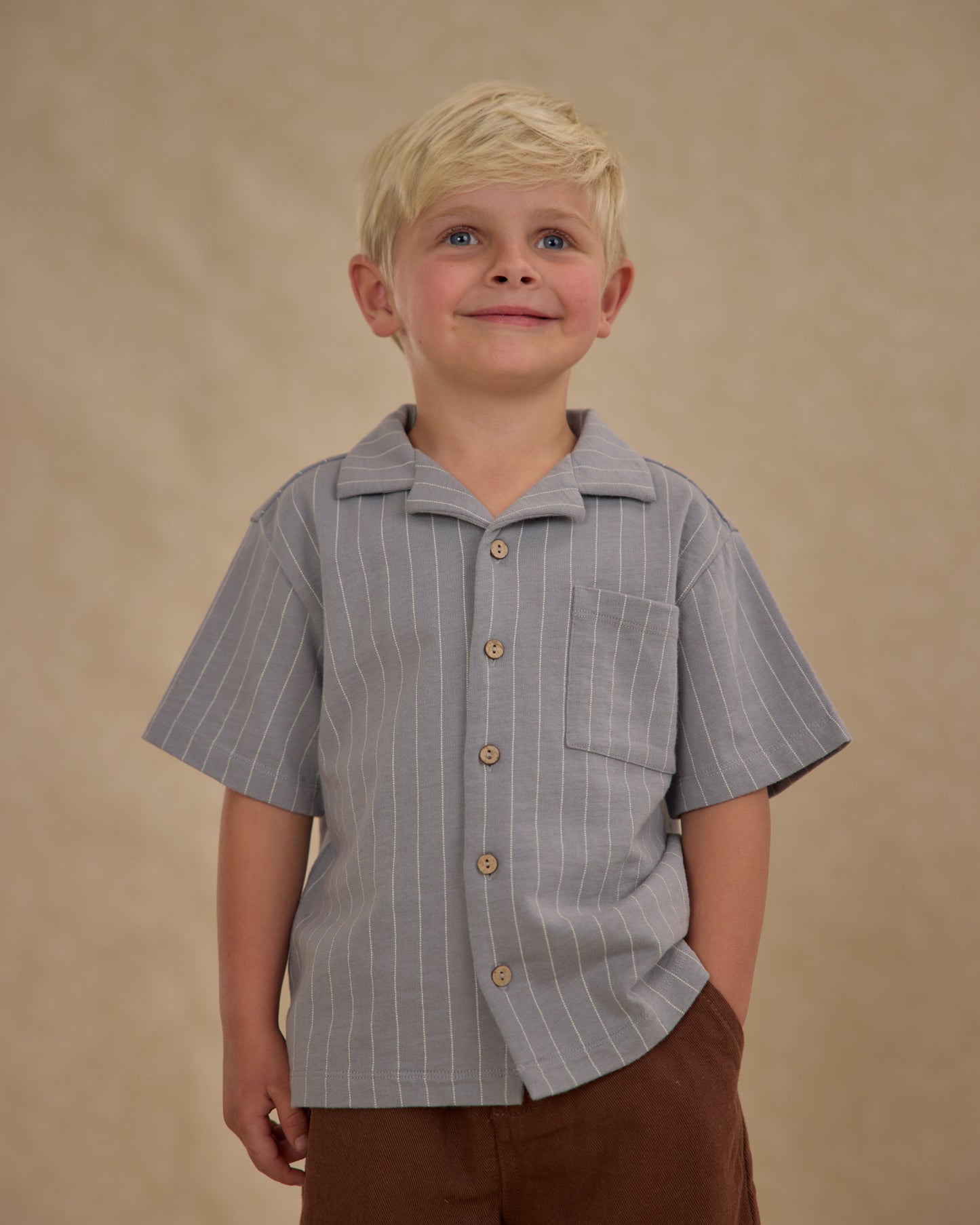 Lapel Collar Shirt || Blue Stripe - Rylee + Cru | Kids Clothes | Trendy Baby Clothes | Modern Infant Outfits |