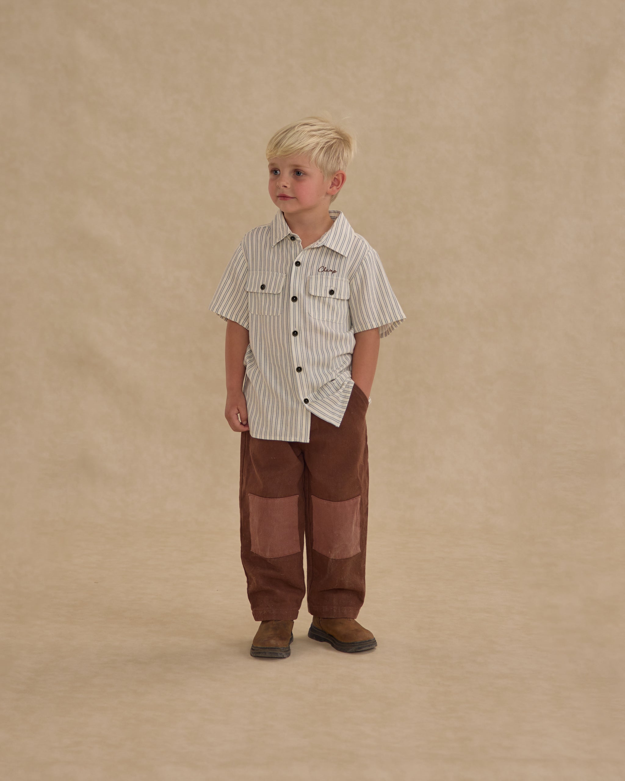 Collared Shirt || Railroad Stripe - Rylee + Cru | Kids Clothes | Trendy Baby Clothes | Modern Infant Outfits |