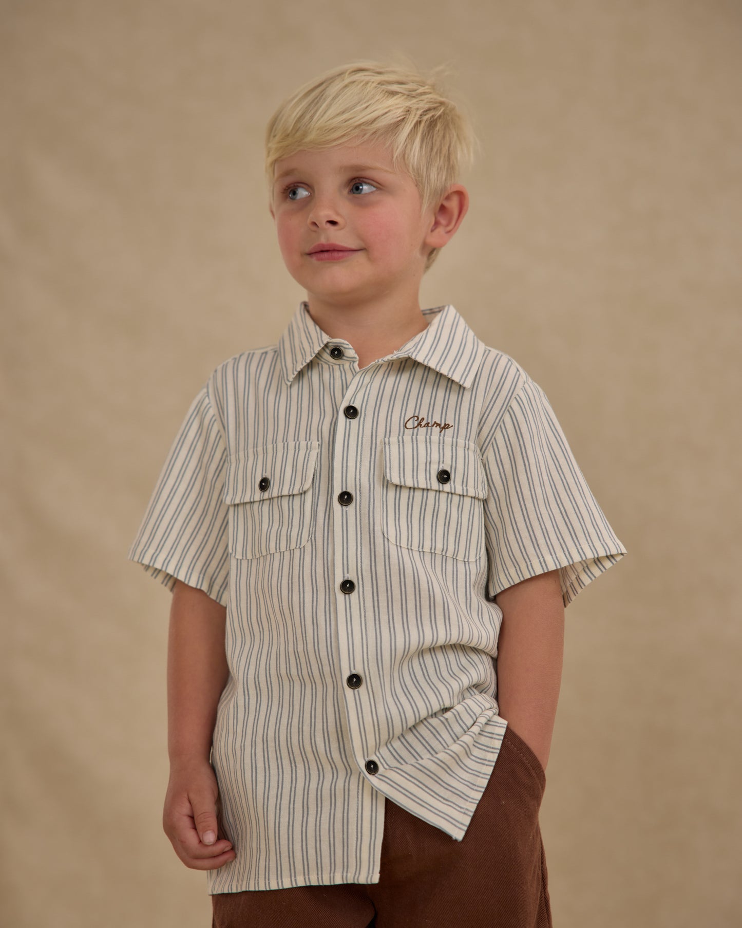 Collared Shirt || Railroad Stripe - Rylee + Cru | Kids Clothes | Trendy Baby Clothes | Modern Infant Outfits |