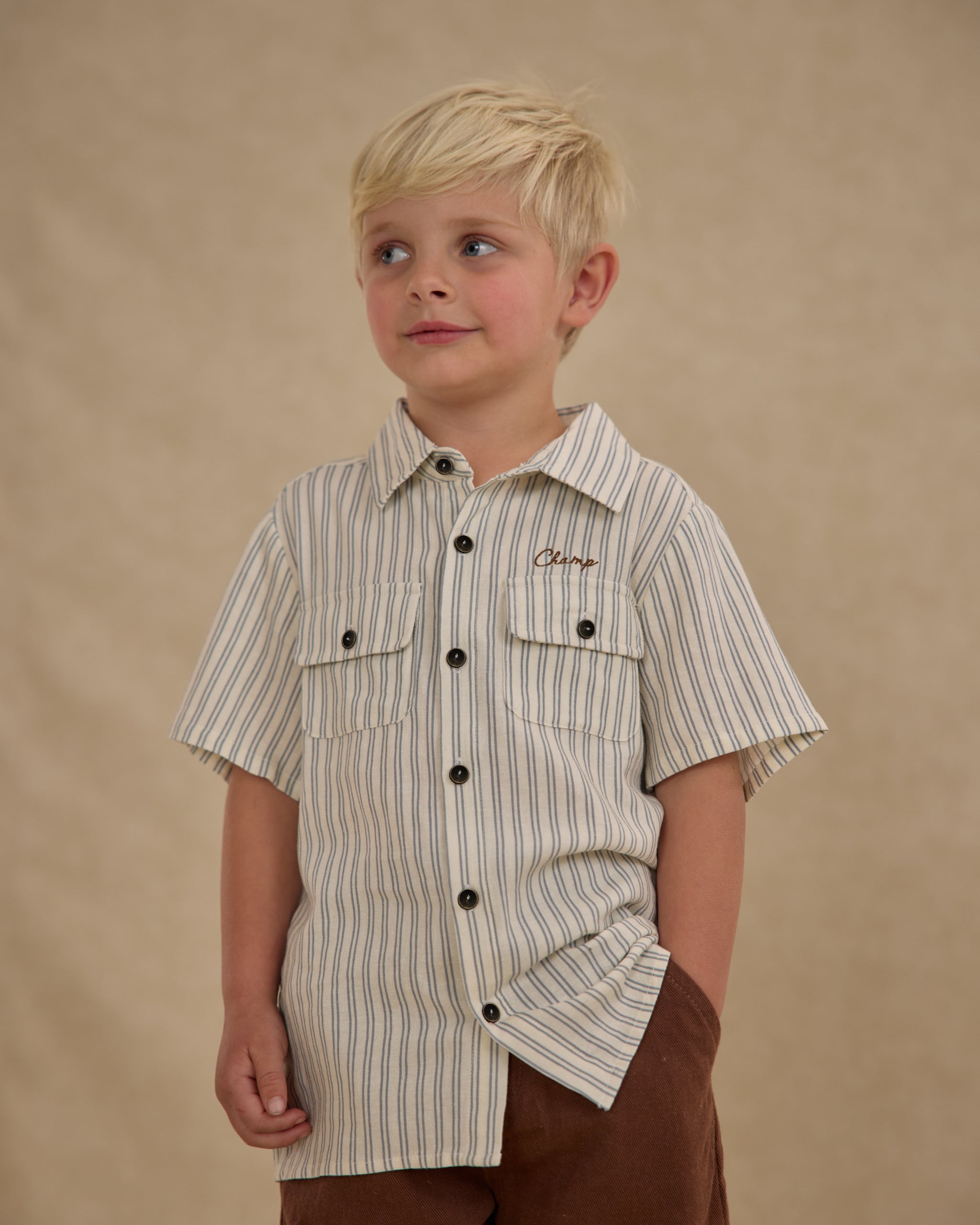 Collared Shirt || Railroad Stripe - Rylee + Cru | Kids Clothes | Trendy Baby Clothes | Modern Infant Outfits |