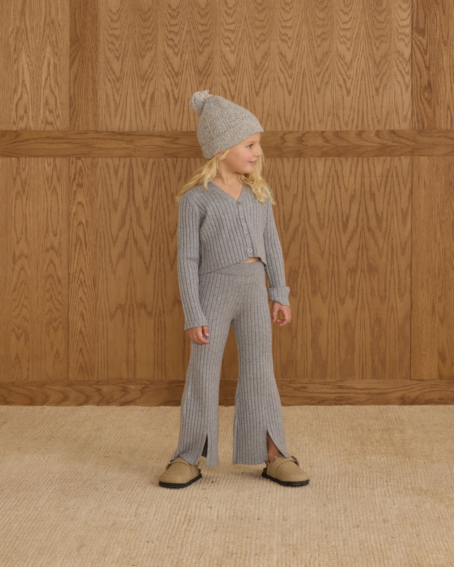 Flare Knit Pant || Dusty Blue - Rylee + Cru | Kids Clothes | Trendy Baby Clothes | Modern Infant Outfits |