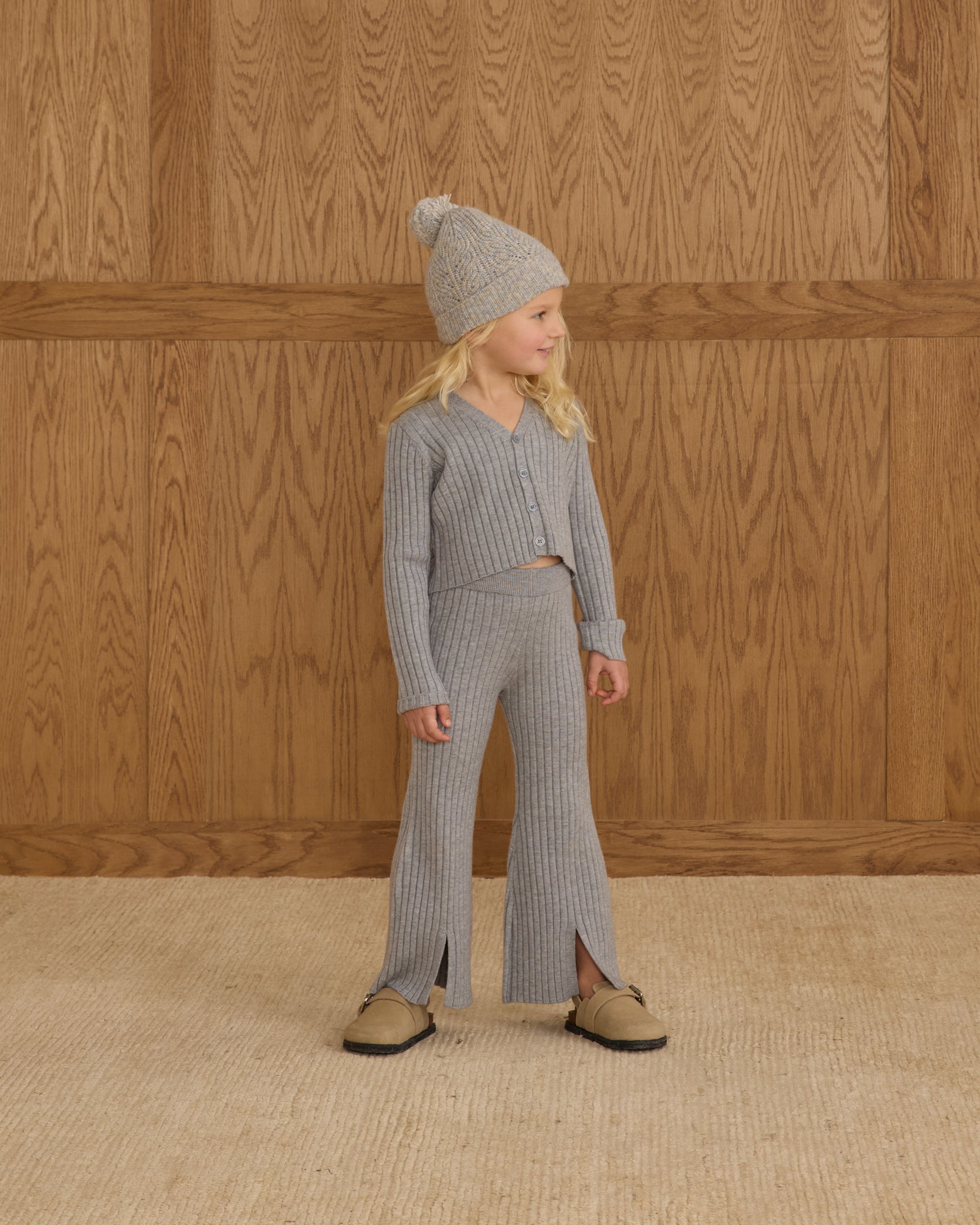 Flare Knit Pant || Dusty Blue - Rylee + Cru | Kids Clothes | Trendy Baby Clothes | Modern Infant Outfits |