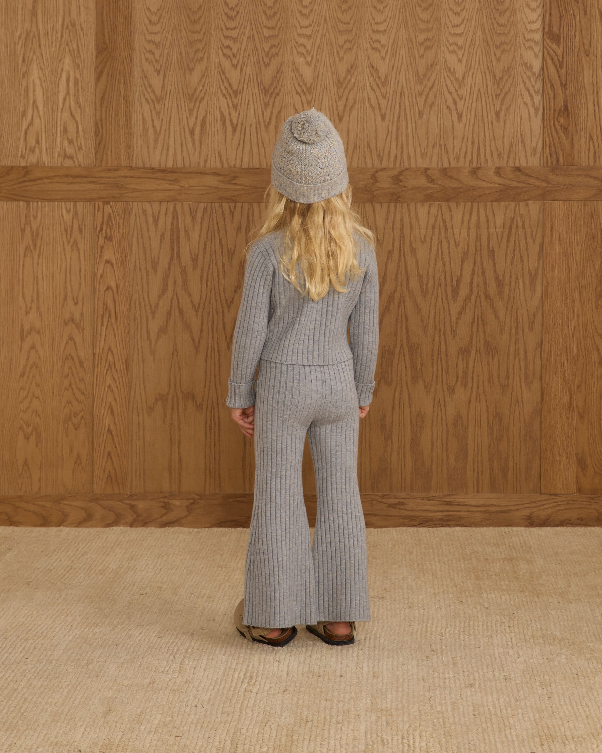 Flare Knit Pant || Dusty Blue - Rylee + Cru | Kids Clothes | Trendy Baby Clothes | Modern Infant Outfits |