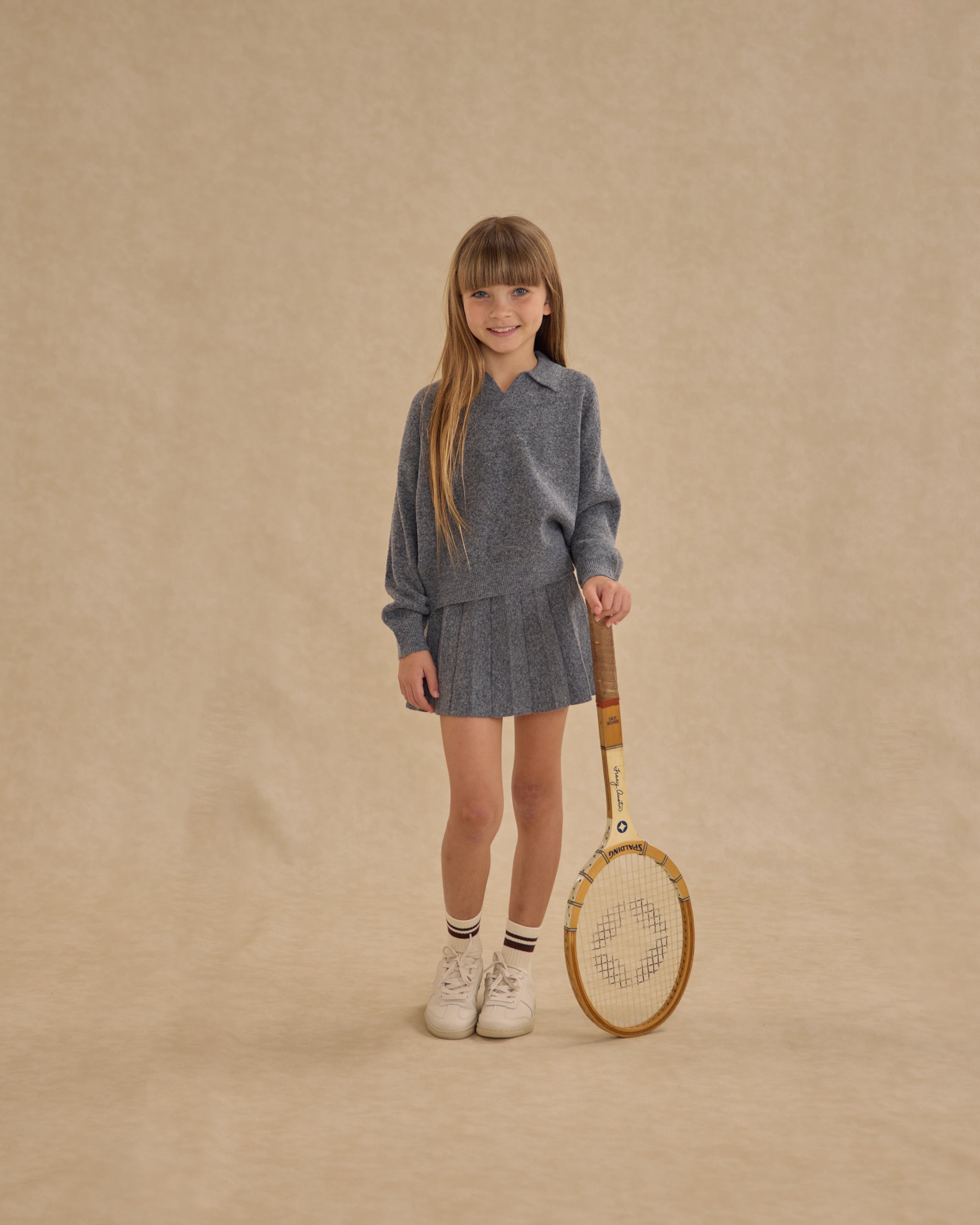 Knit Pleated Skirt || Heathered Grey - Rylee + Cru | Kids Clothes | Trendy Baby Clothes | Modern Infant Outfits |