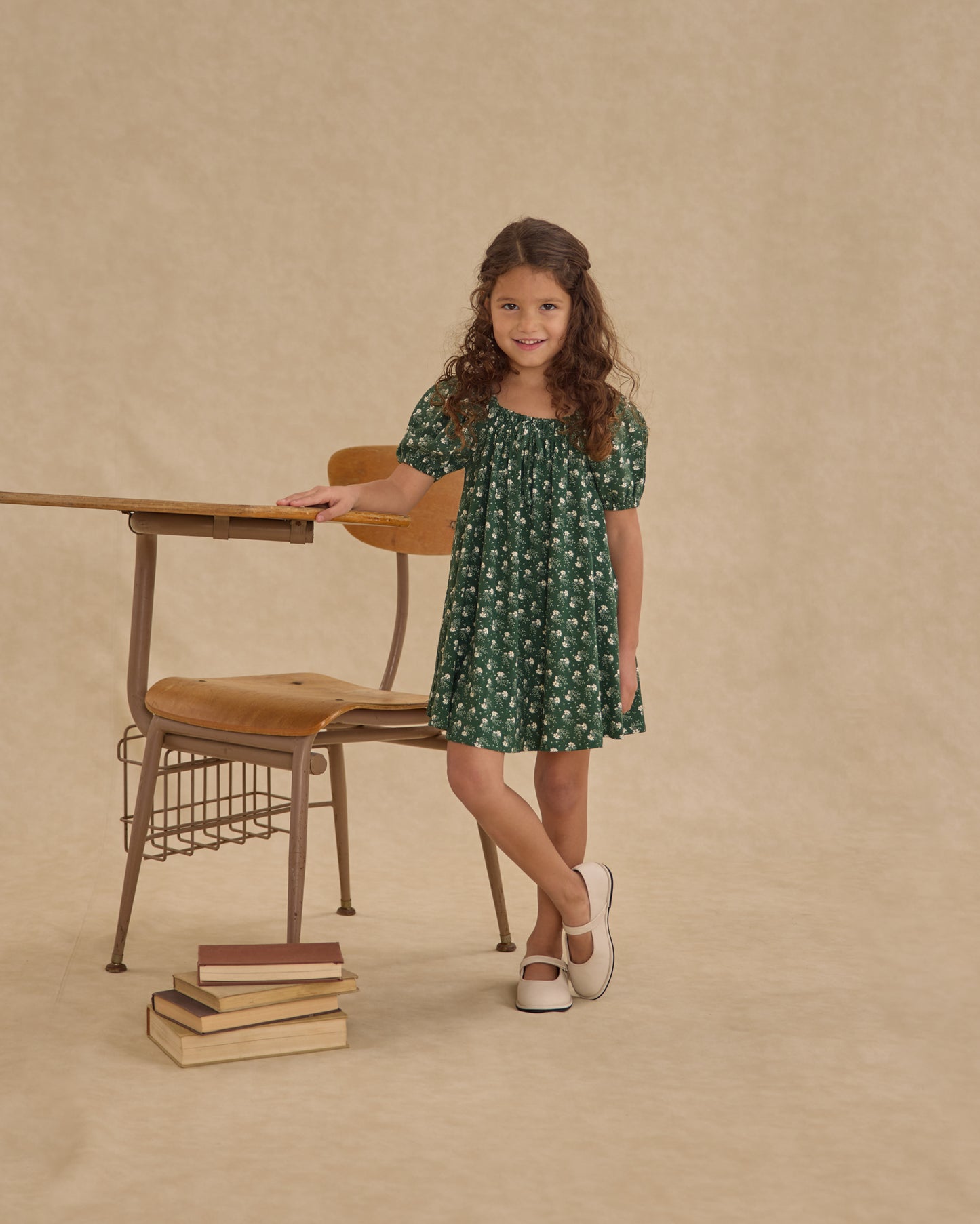 Sabrina Mini Dress || Green Ditsy - Rylee + Cru | Kids Clothes | Trendy Baby Clothes | Modern Infant Outfits |