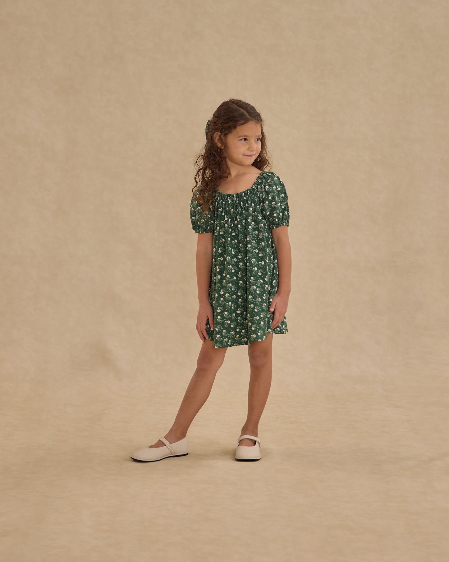 Sabrina Mini Dress || Green Ditsy - Rylee + Cru | Kids Clothes | Trendy Baby Clothes | Modern Infant Outfits |