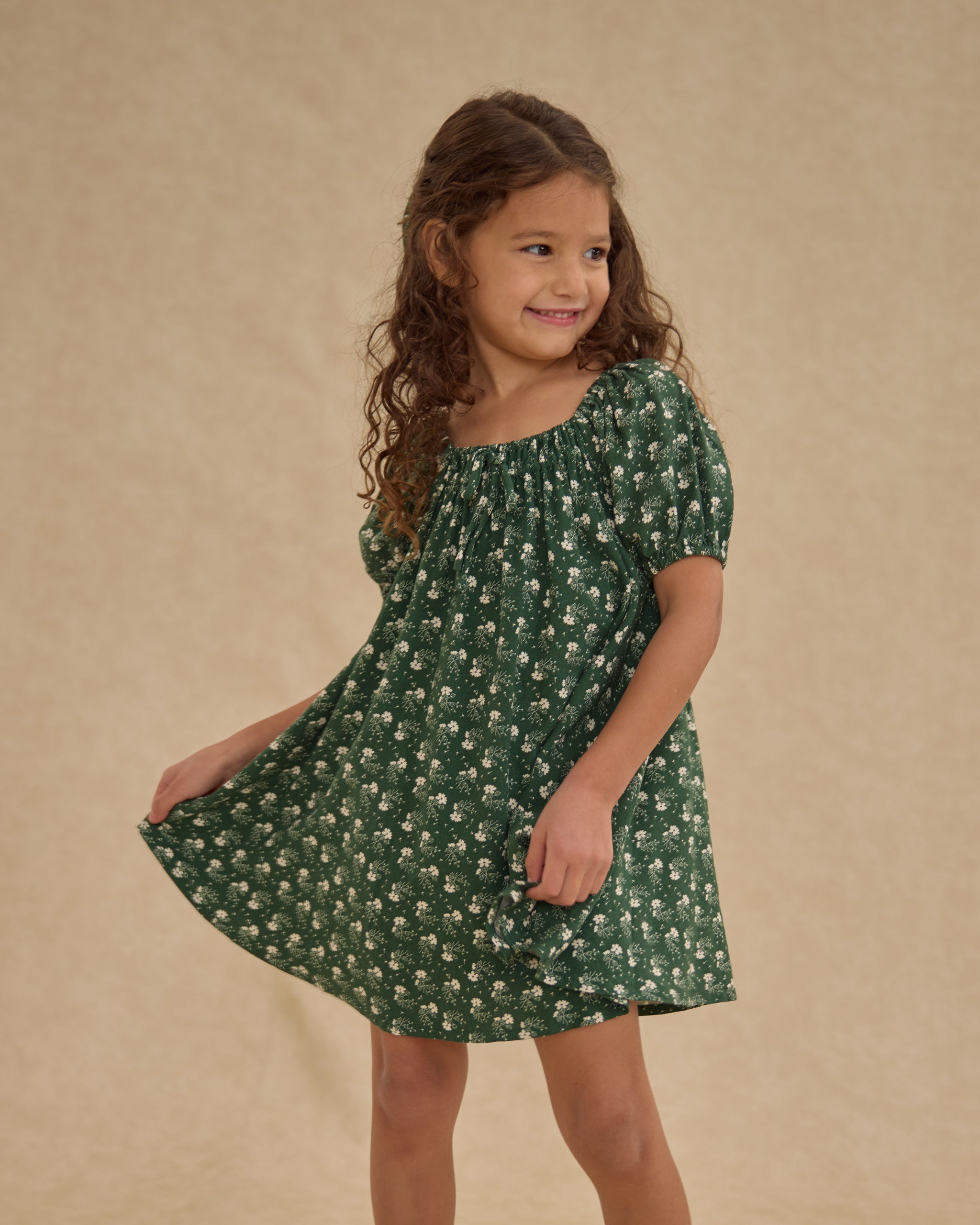 Sabrina Mini Dress || Green Ditsy - Rylee + Cru | Kids Clothes | Trendy Baby Clothes | Modern Infant Outfits |