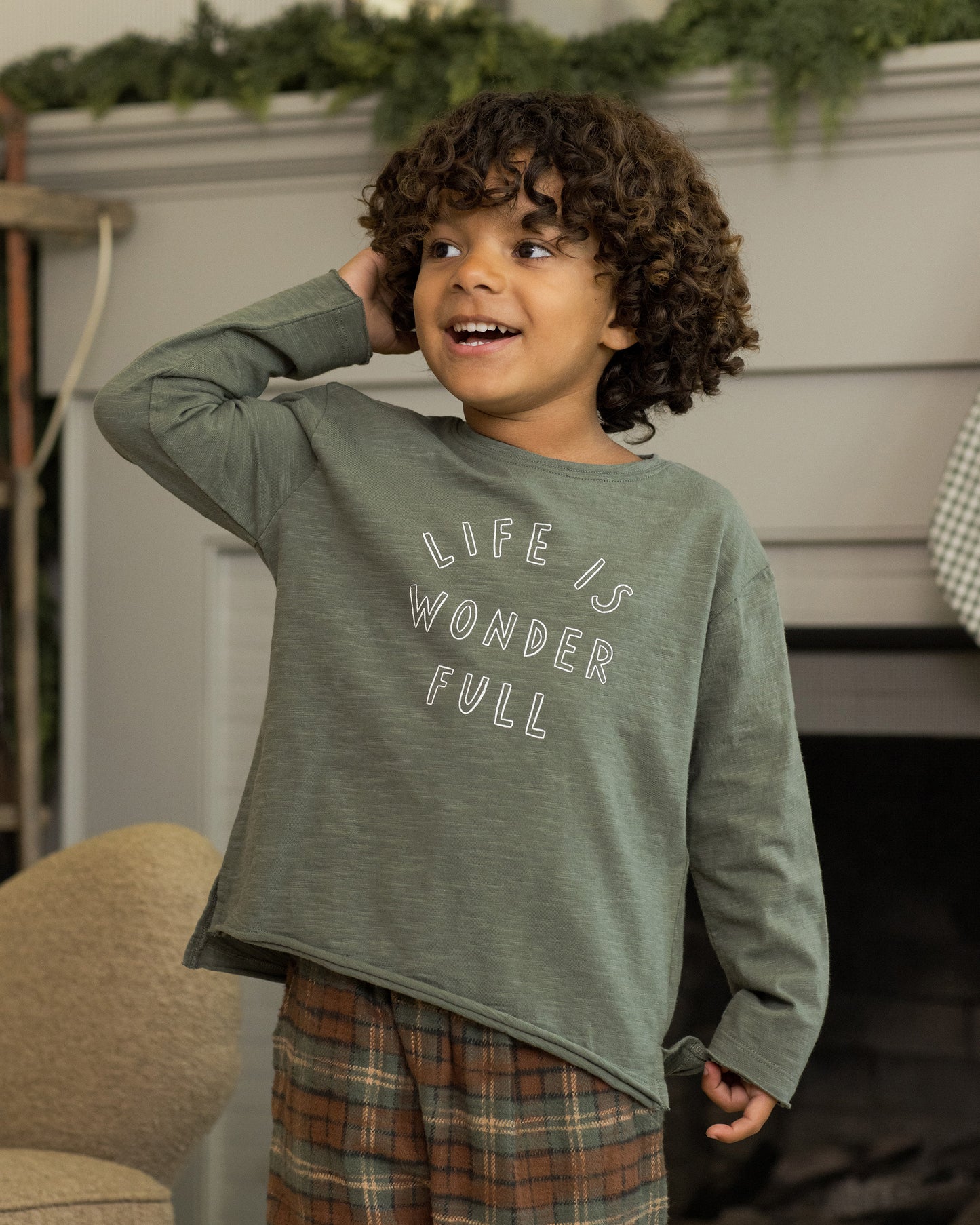 Raw Edge Long Sleeve Tee || Life Is Wonder Full - Rylee + Cru | Kids Clothes | Trendy Baby Clothes | Modern Infant Outfits |