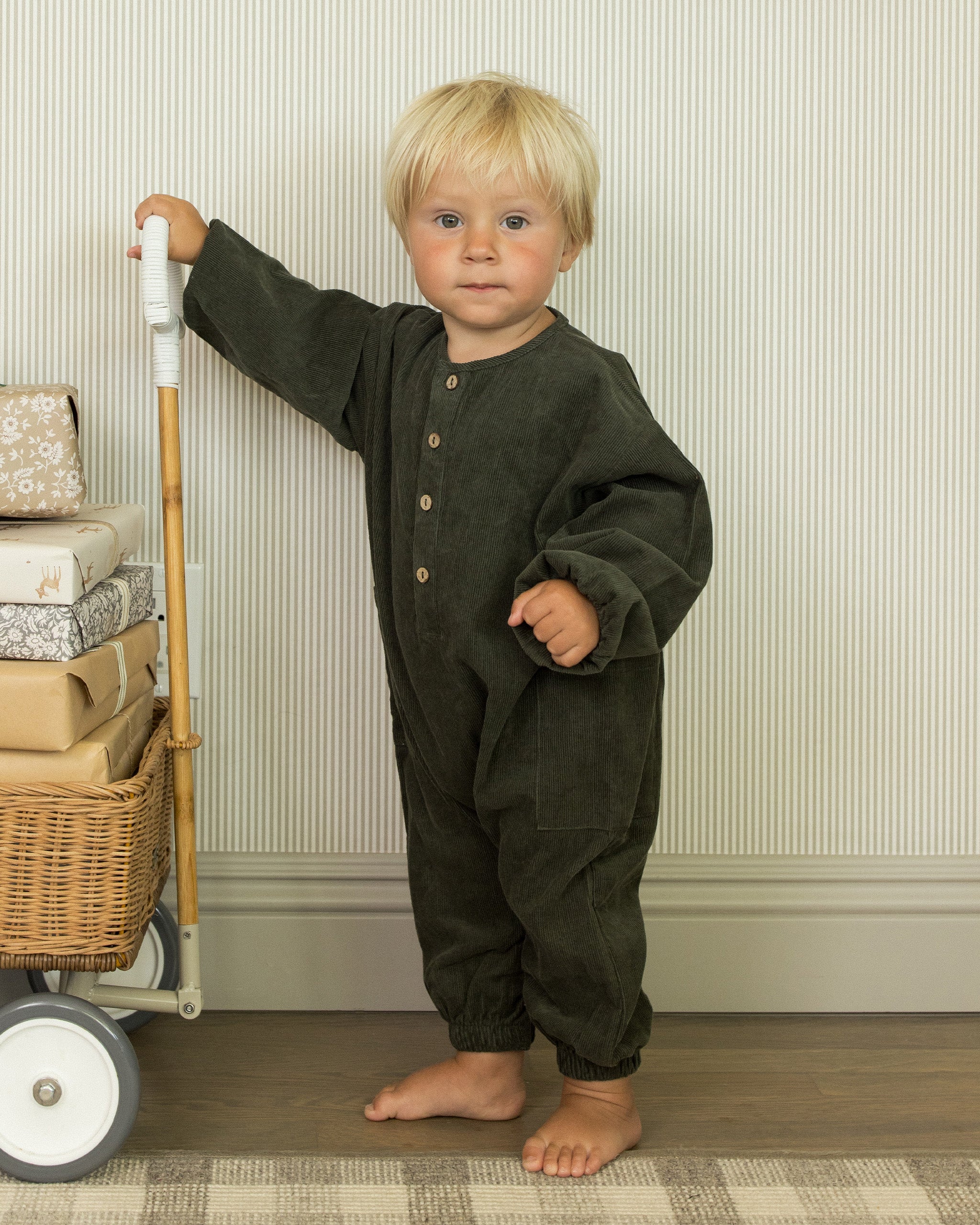 Relaxed Woven Jumpsuit || Evergreen - Rylee + Cru | Kids Clothes | Trendy Baby Clothes | Modern Infant Outfits |