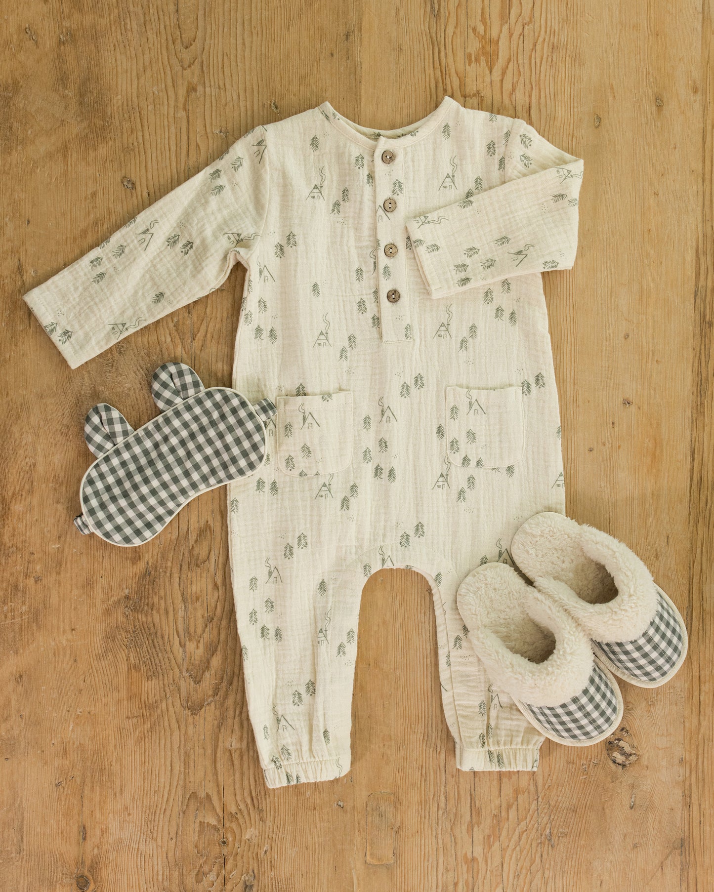 Long Sleeve Woven Jumpsuit || Woods - Rylee + Cru | Kids Clothes | Trendy Baby Clothes | Modern Infant Outfits |