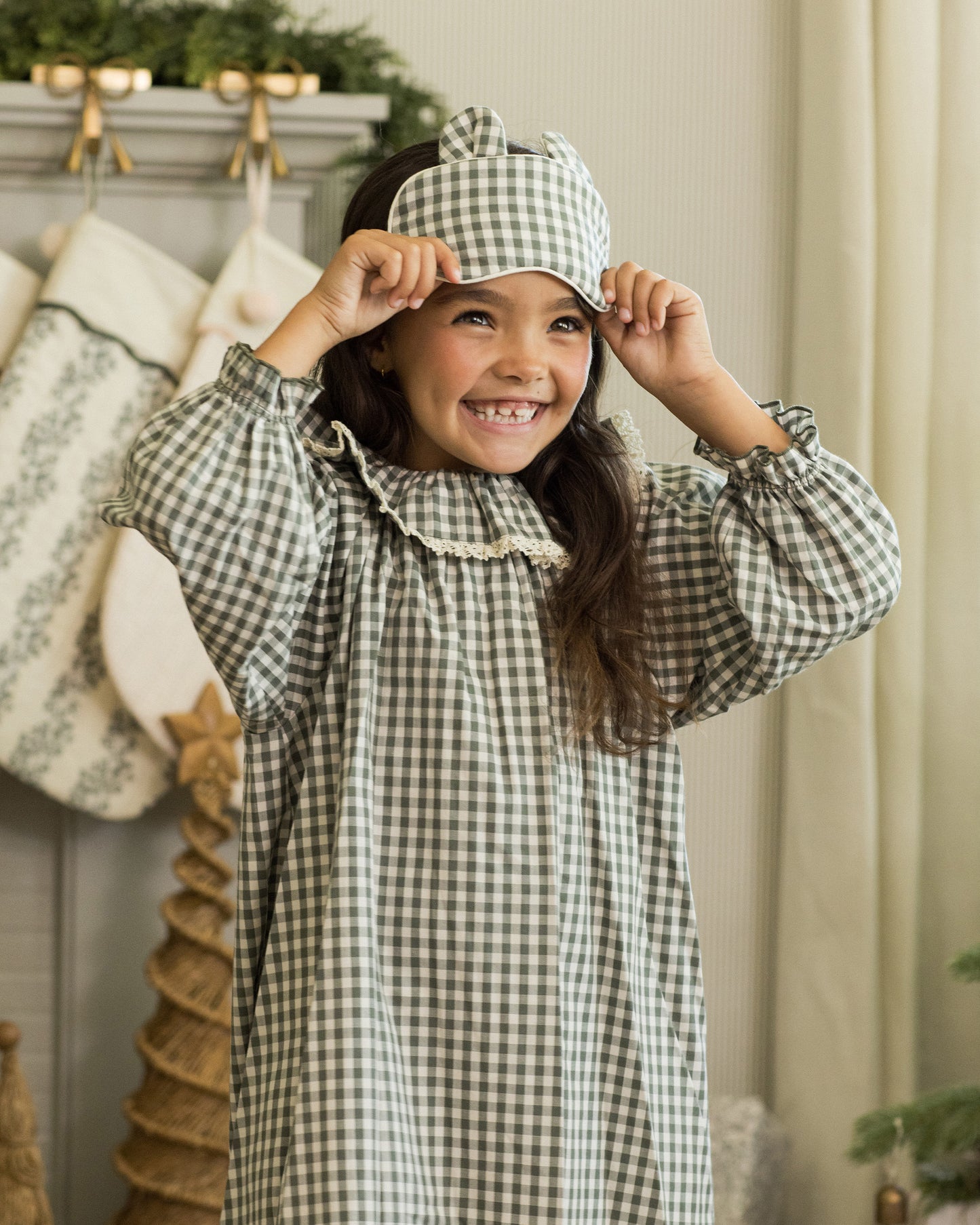 Girl's Nightgown || Evergreen Gingham - Rylee + Cru | Kids Clothes | Trendy Baby Clothes | Modern Infant Outfits |