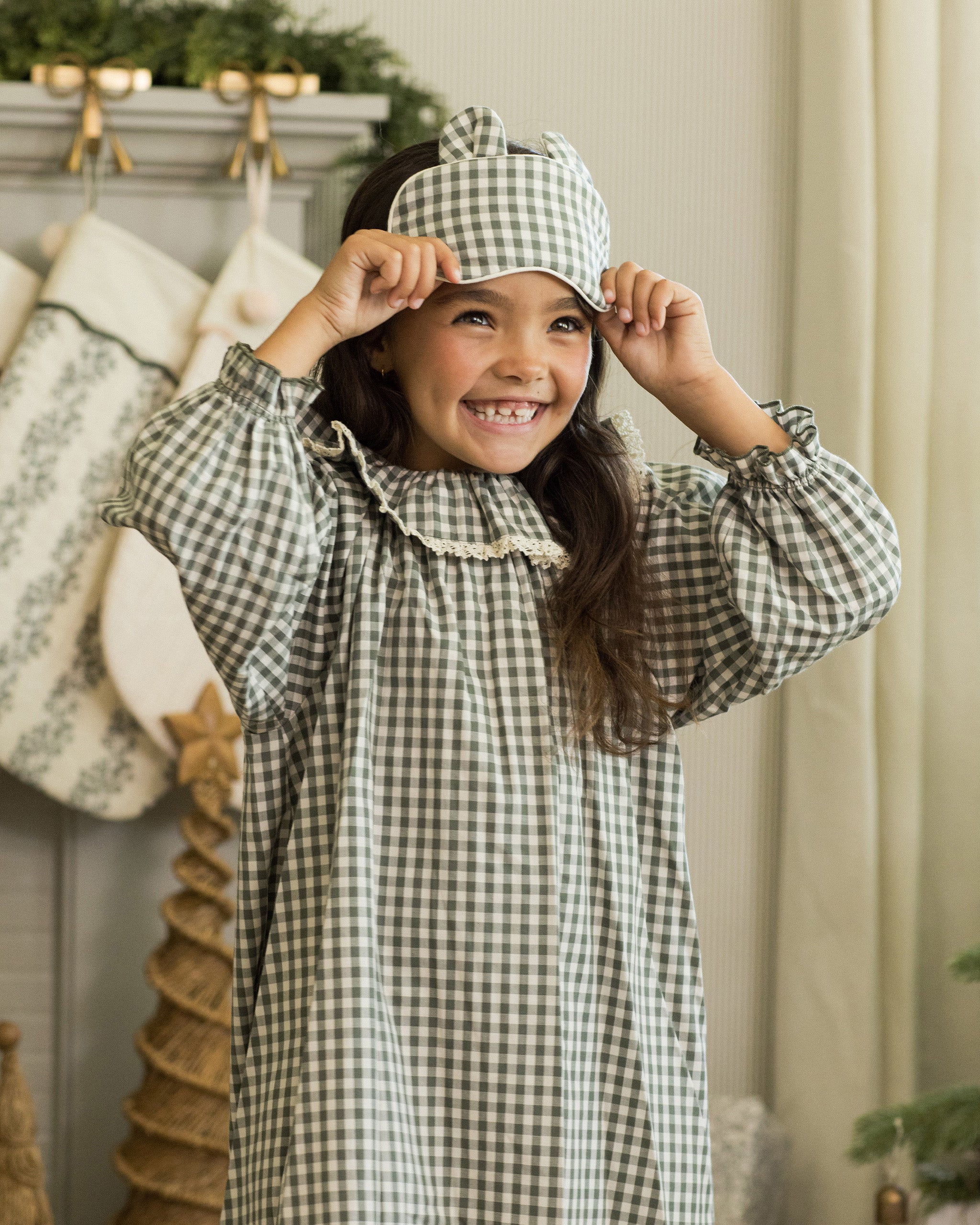 Girl's Nightgown || Evergreen Gingham - Rylee + Cru | Kids Clothes | Trendy Baby Clothes | Modern Infant Outfits |