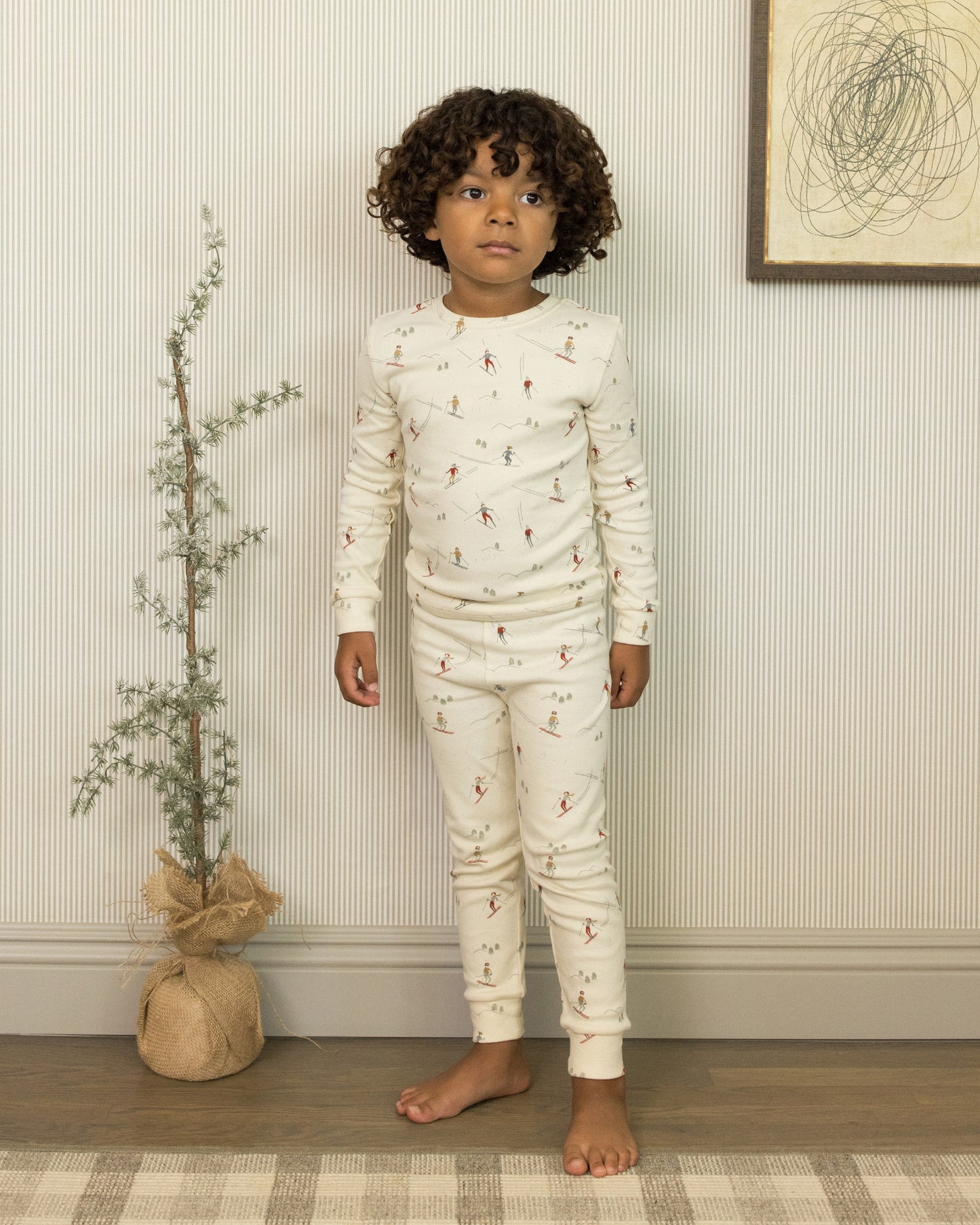 Organic Long Sleeve Pajama Set || Skiers - Rylee + Cru | Kids Clothes | Trendy Baby Clothes | Modern Infant Outfits |