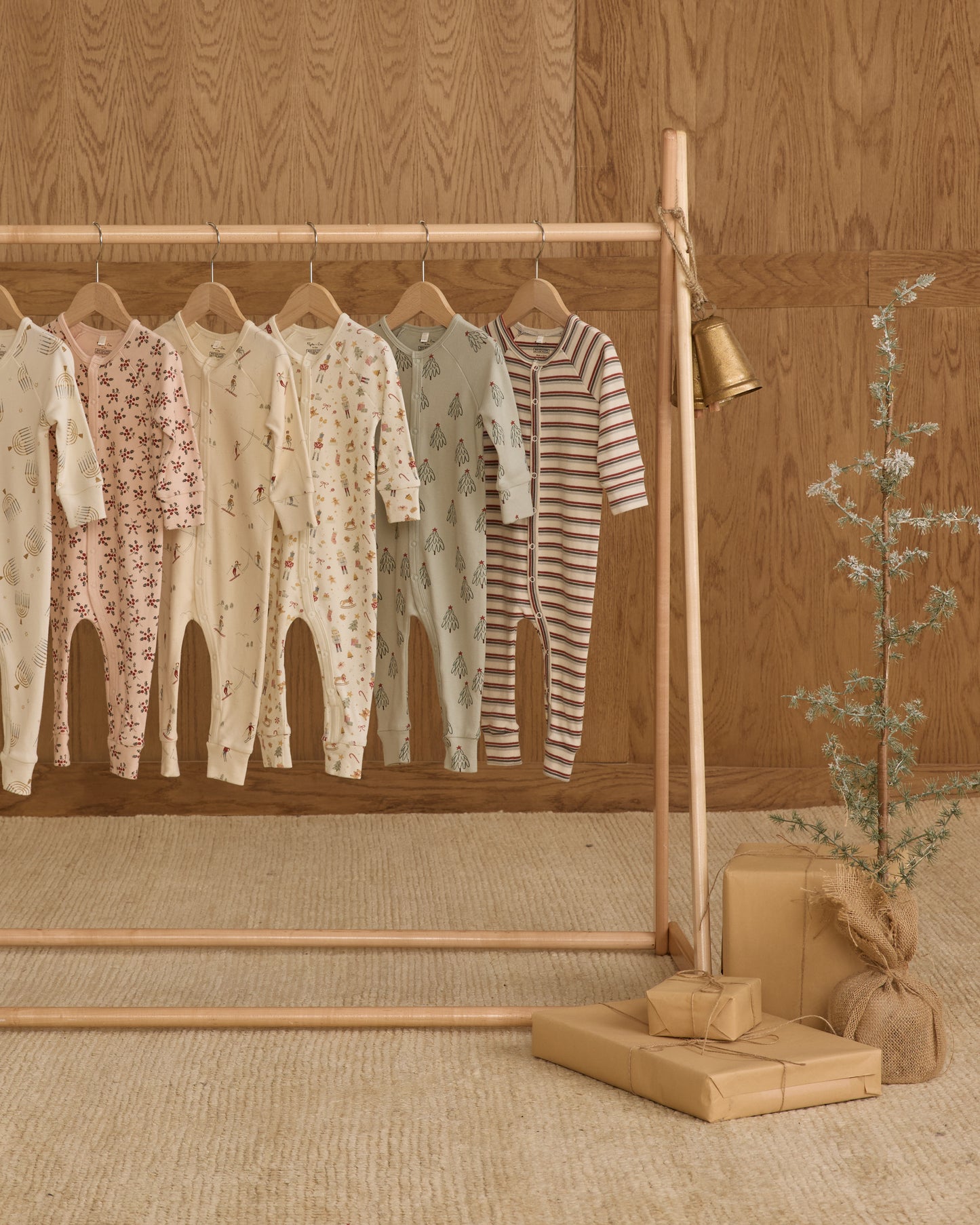 Organic Long John Pajamas || Holiday Stripe - Rylee + Cru | Kids Clothes | Trendy Baby Clothes | Modern Infant Outfits |