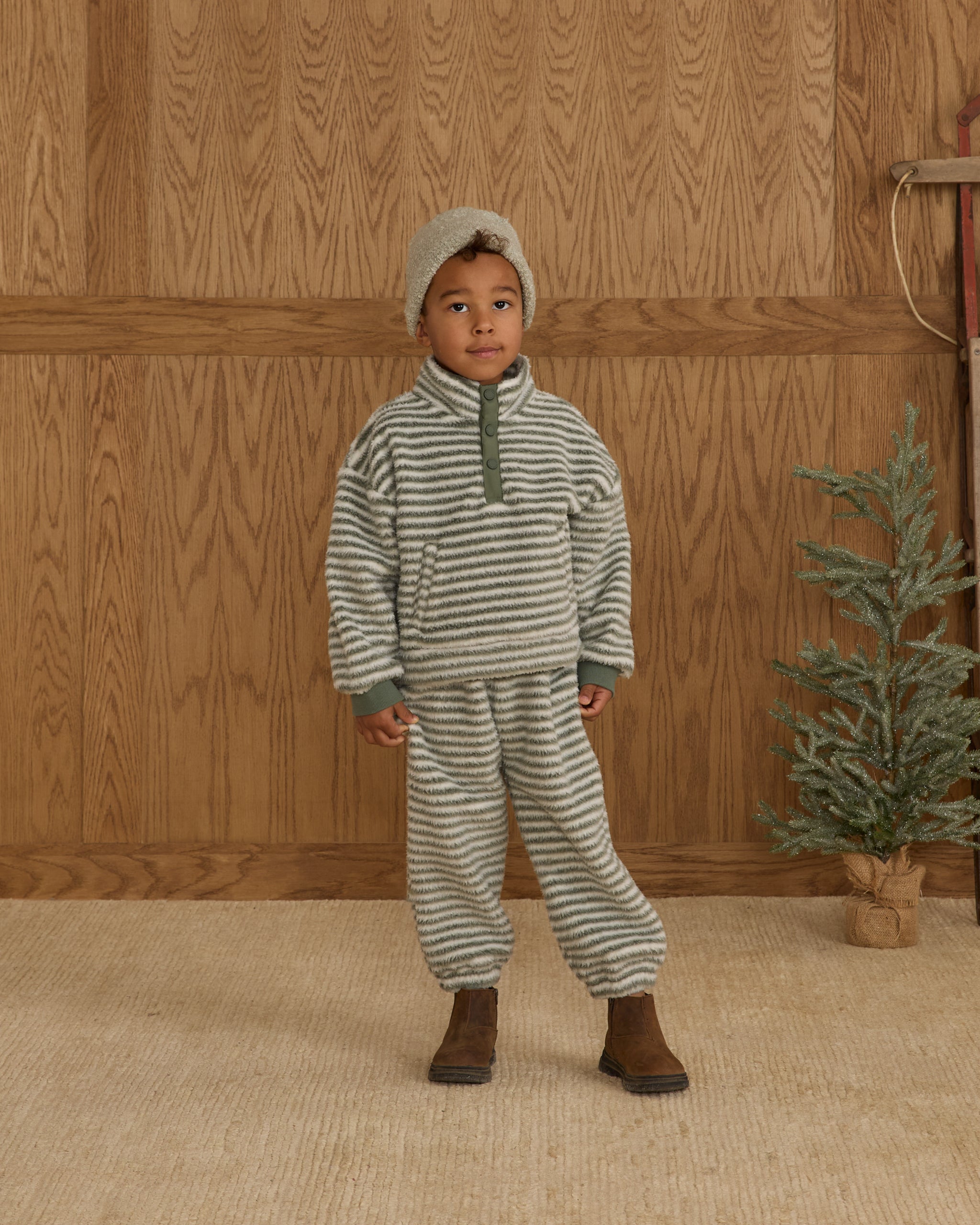 Relaxed Sweatpant || Evergreen Stripe - Rylee + Cru | Kids Clothes | Trendy Baby Clothes | Modern Infant Outfits |