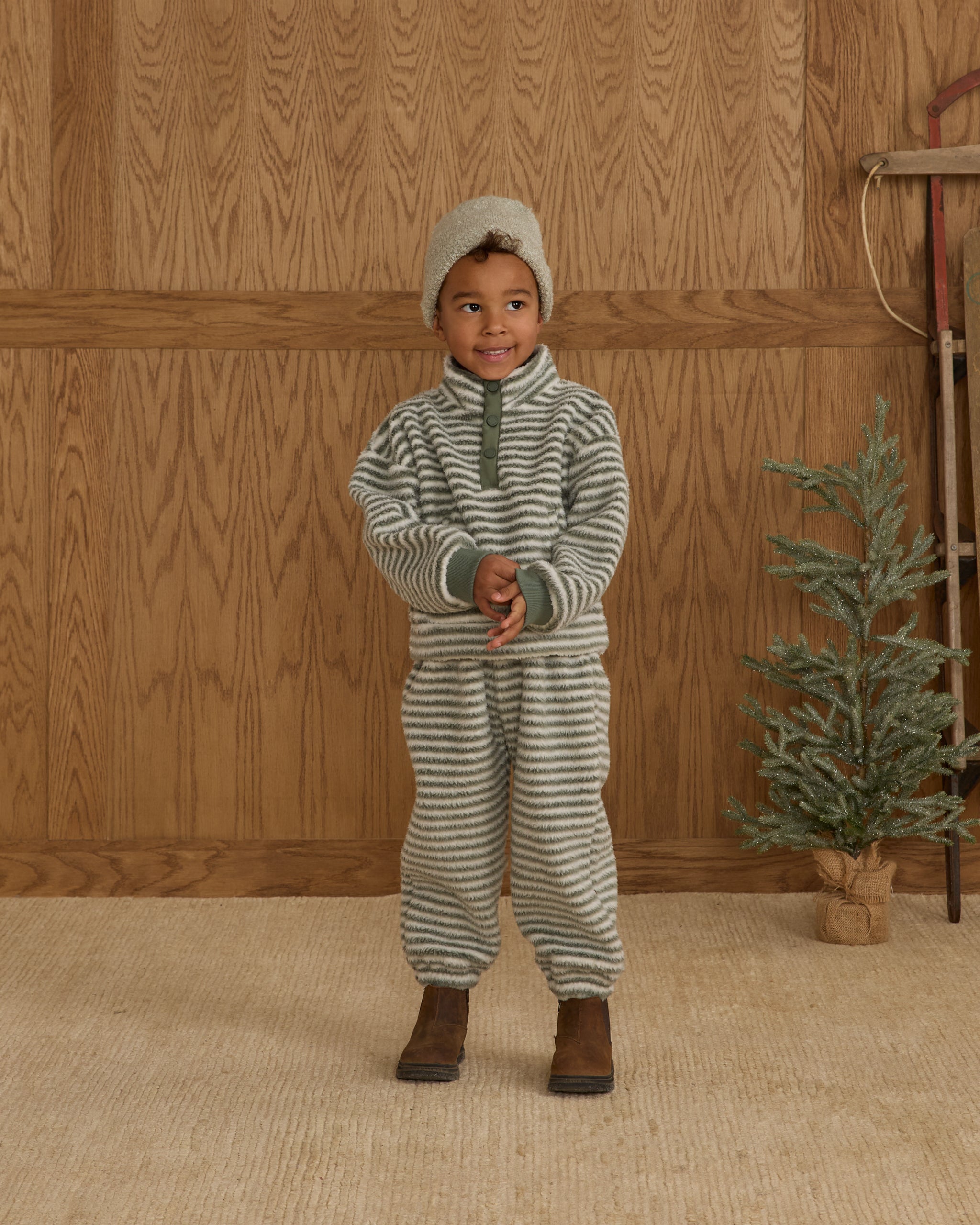 Relaxed Sweatpant || Evergreen Stripe - Rylee + Cru | Kids Clothes | Trendy Baby Clothes | Modern Infant Outfits |
