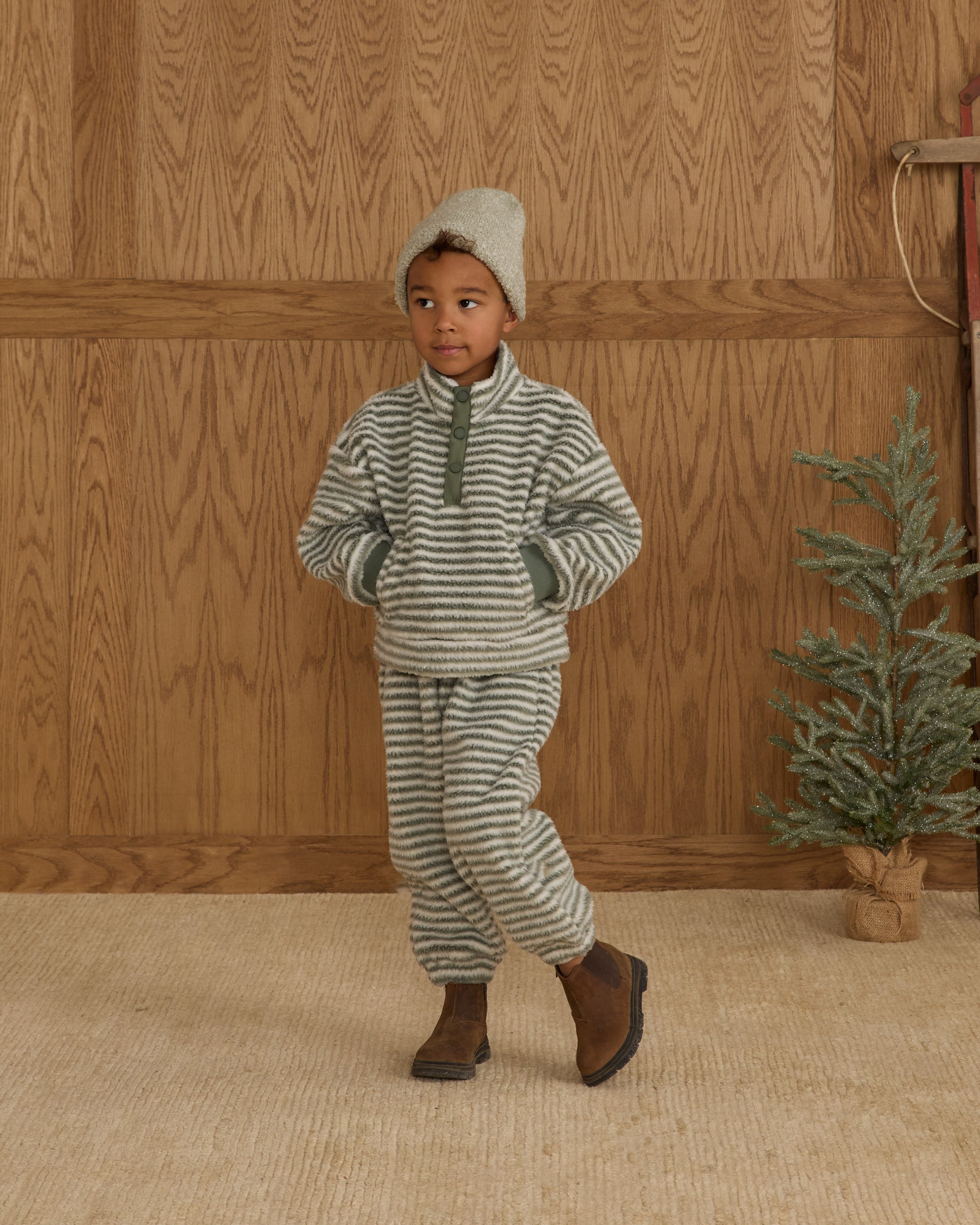 Relaxed Sweatpant || Evergreen Stripe - Rylee + Cru | Kids Clothes | Trendy Baby Clothes | Modern Infant Outfits |