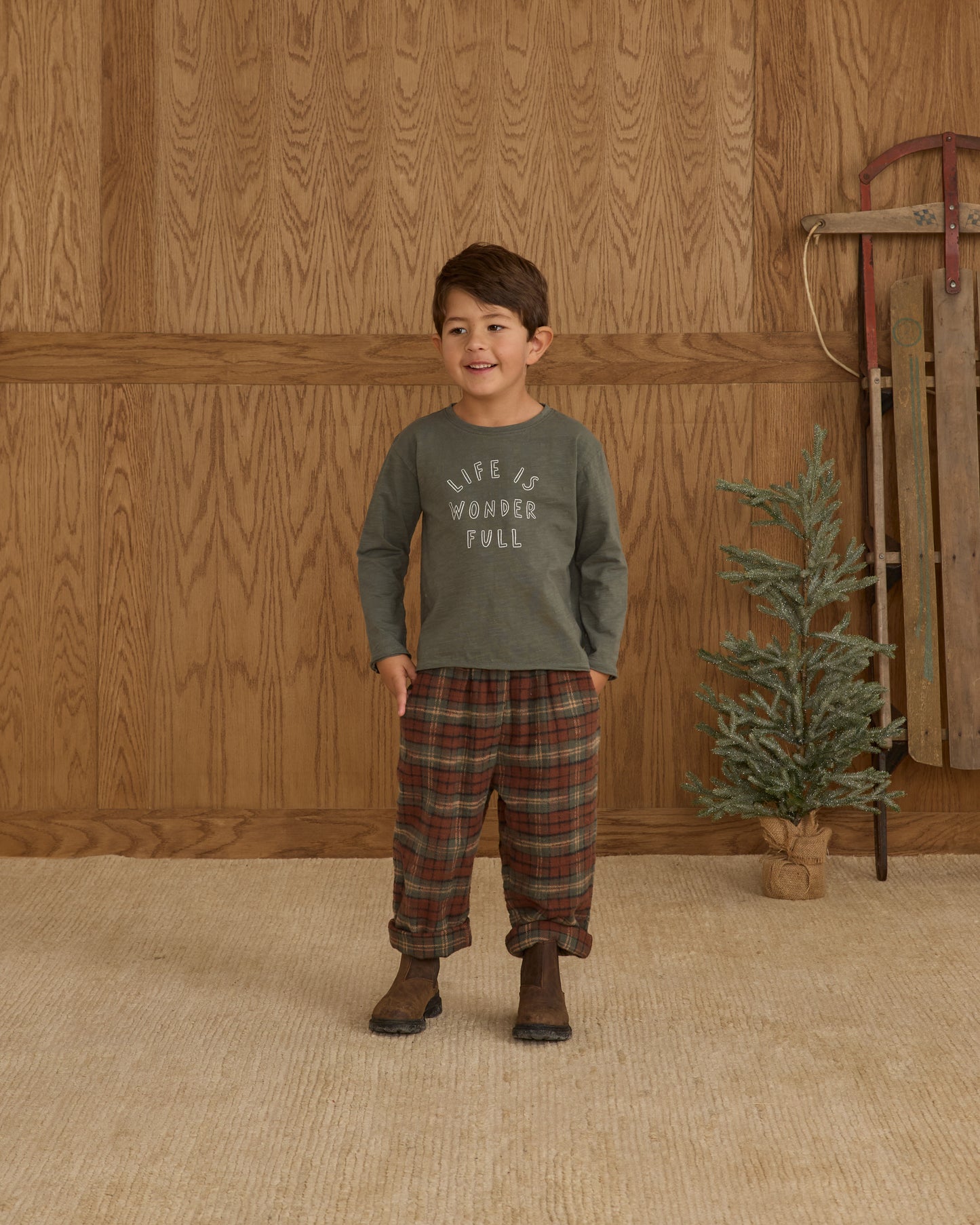 Raw Edge Long Sleeve Tee || Life Is Wonder Full - Rylee + Cru | Kids Clothes | Trendy Baby Clothes | Modern Infant Outfits |