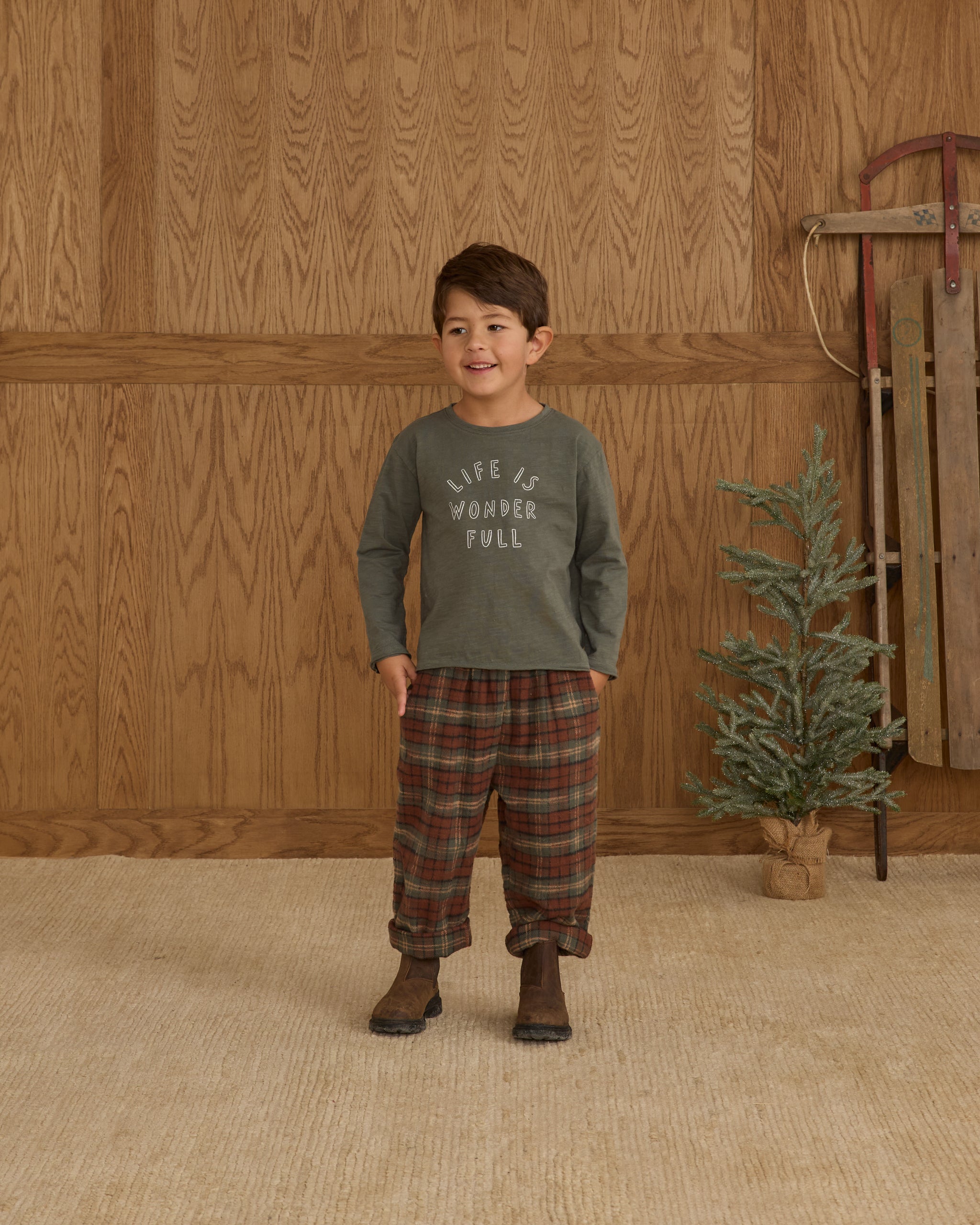 Raw Edge Long Sleeve Tee || Life Is Wonder Full - Rylee + Cru | Kids Clothes | Trendy Baby Clothes | Modern Infant Outfits |