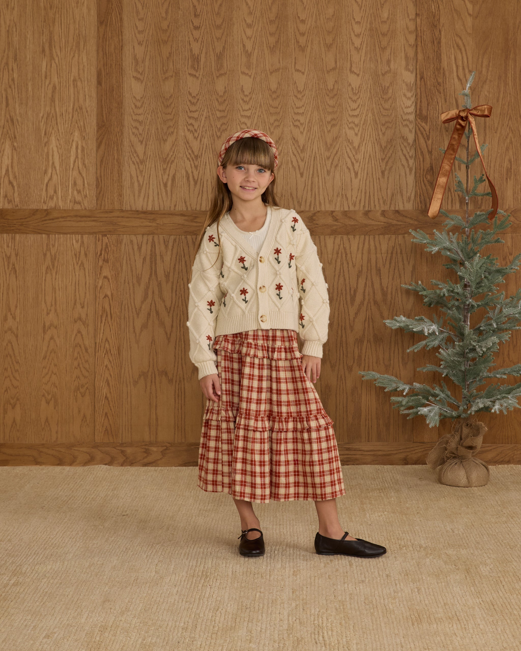 Boxy Crop Cardigan || Winter Daisy Embroidery - Rylee + Cru | Kids Clothes | Trendy Baby Clothes | Modern Infant Outfits |