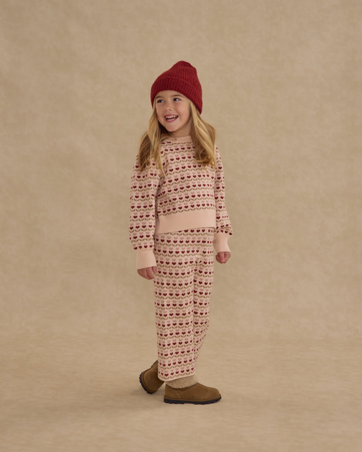 Jacquard Knit Set || Ruby Hearts - Rylee + Cru | Kids Clothes | Trendy Baby Clothes | Modern Infant Outfits |