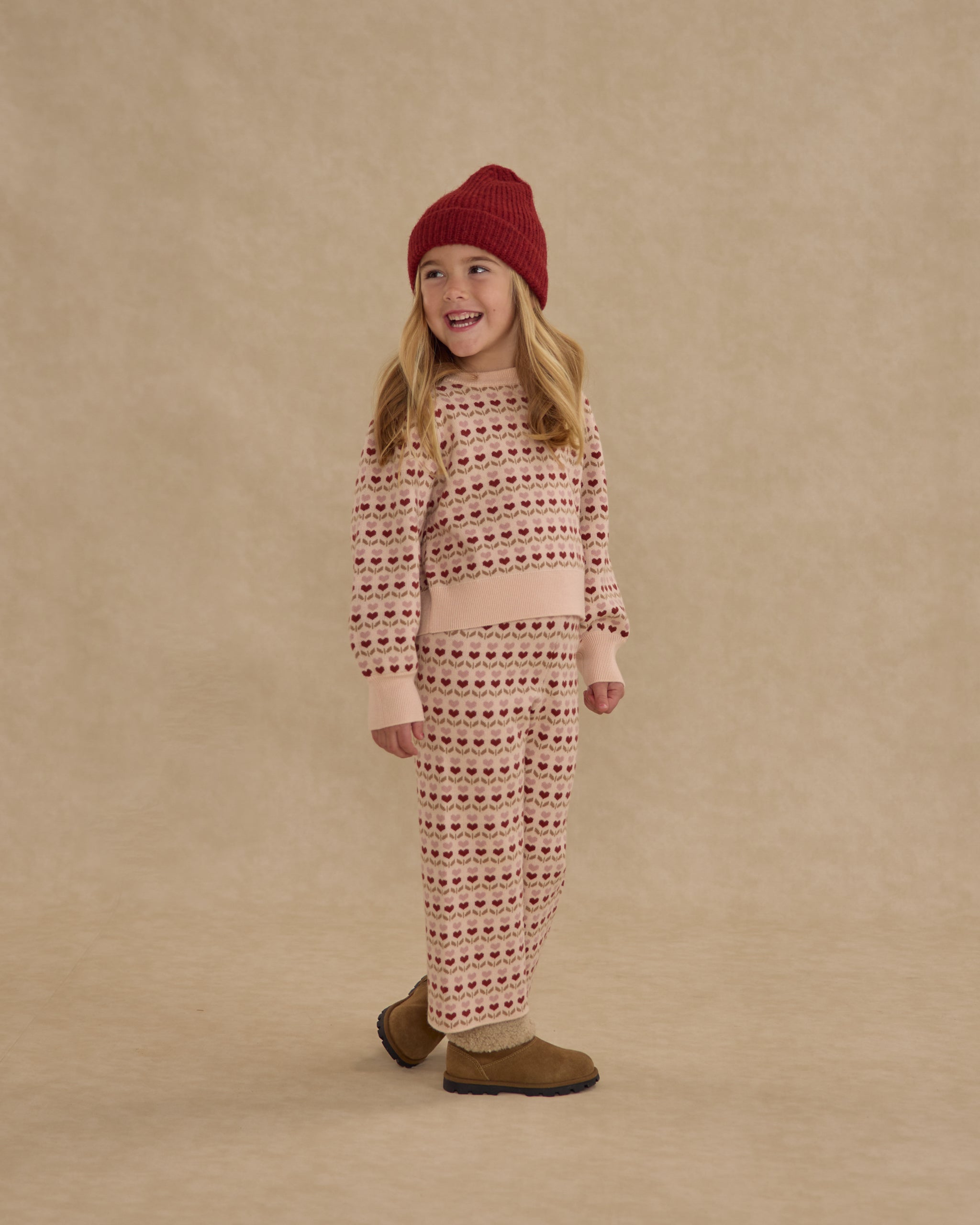 Jacquard Knit Set || Ruby Hearts - Rylee + Cru | Kids Clothes | Trendy Baby Clothes | Modern Infant Outfits |