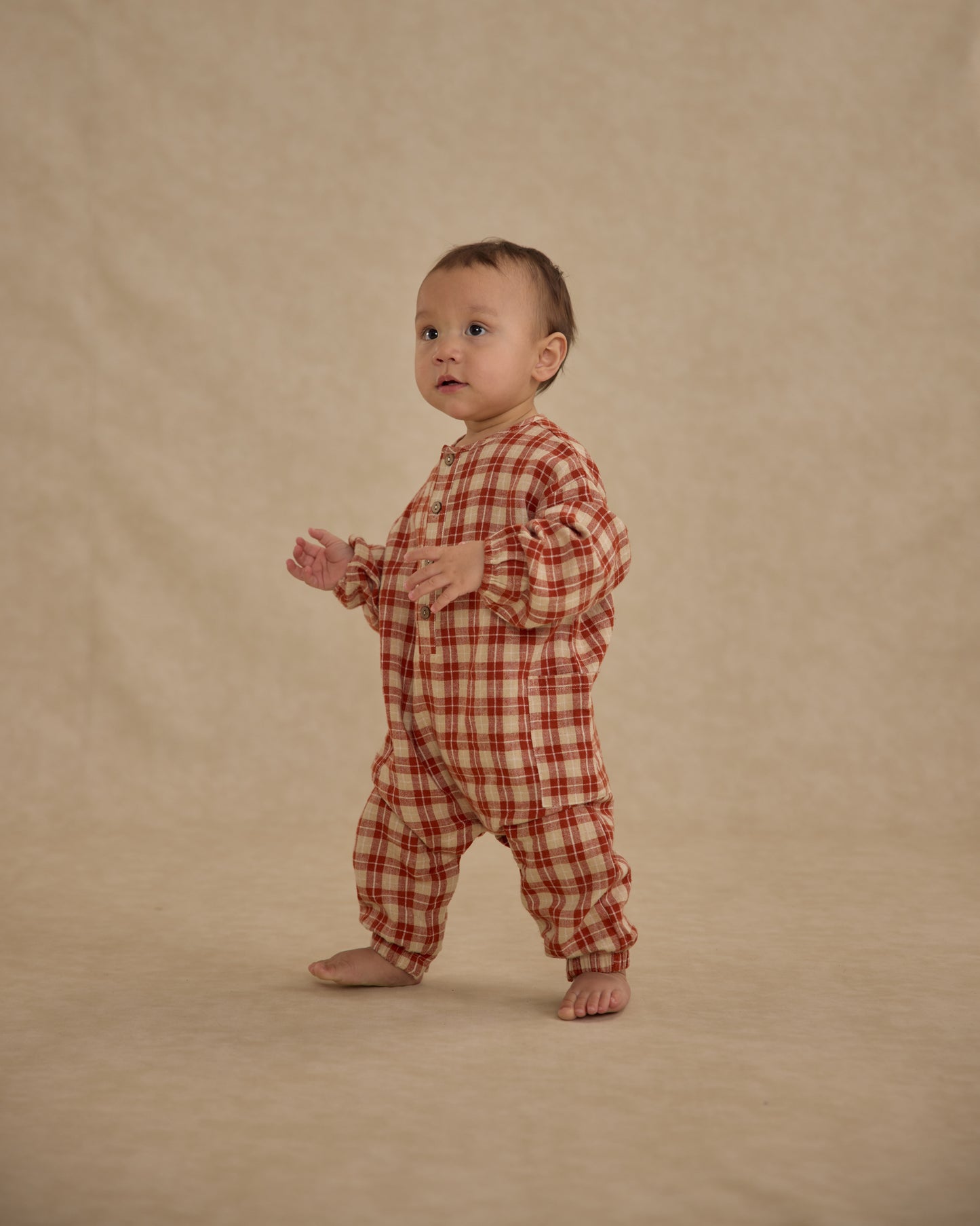 Relaxed Woven Jumpsuit || Red Plaid - Rylee + Cru | Kids Clothes | Trendy Baby Clothes | Modern Infant Outfits |