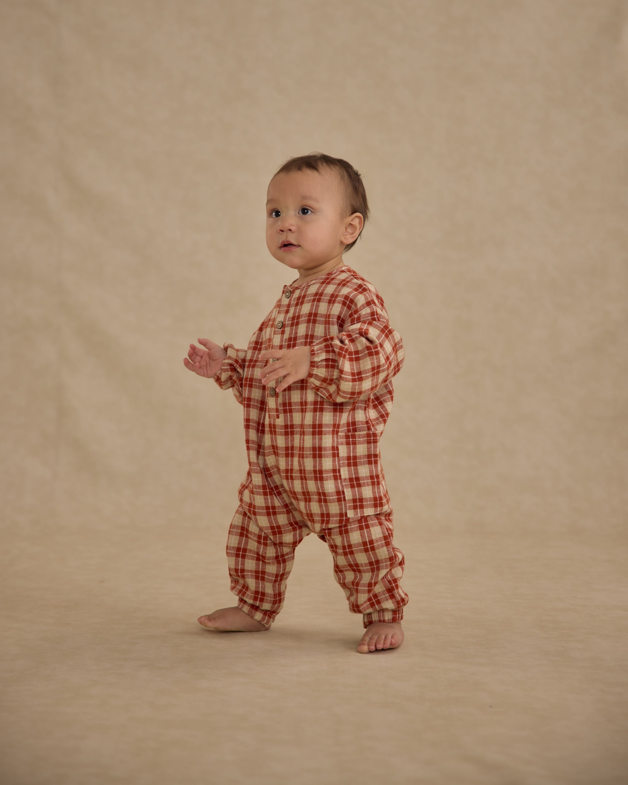 Relaxed Woven Jumpsuit || Red Plaid - Rylee + Cru | Kids Clothes | Trendy Baby Clothes | Modern Infant Outfits |