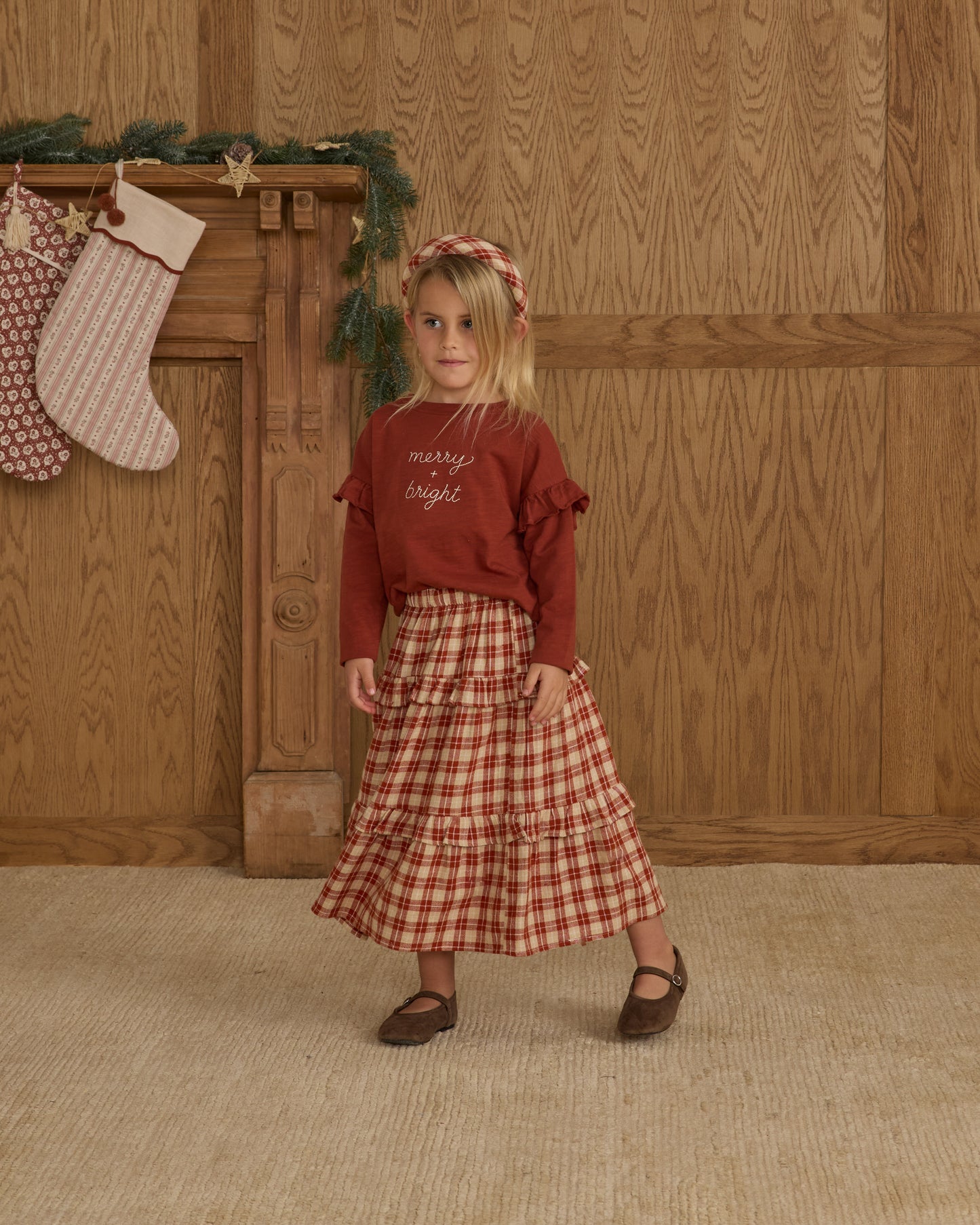 Ruffled Midi Skirt || Red Plaid - Rylee + Cru | Kids Clothes | Trendy Baby Clothes | Modern Infant Outfits |