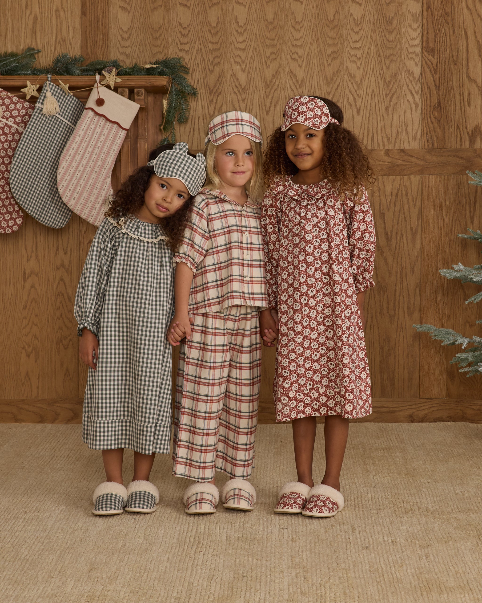 Slippers || Evergreen Gingham - Rylee + Cru | Kids Clothes | Trendy Baby Clothes | Modern Infant Outfits |