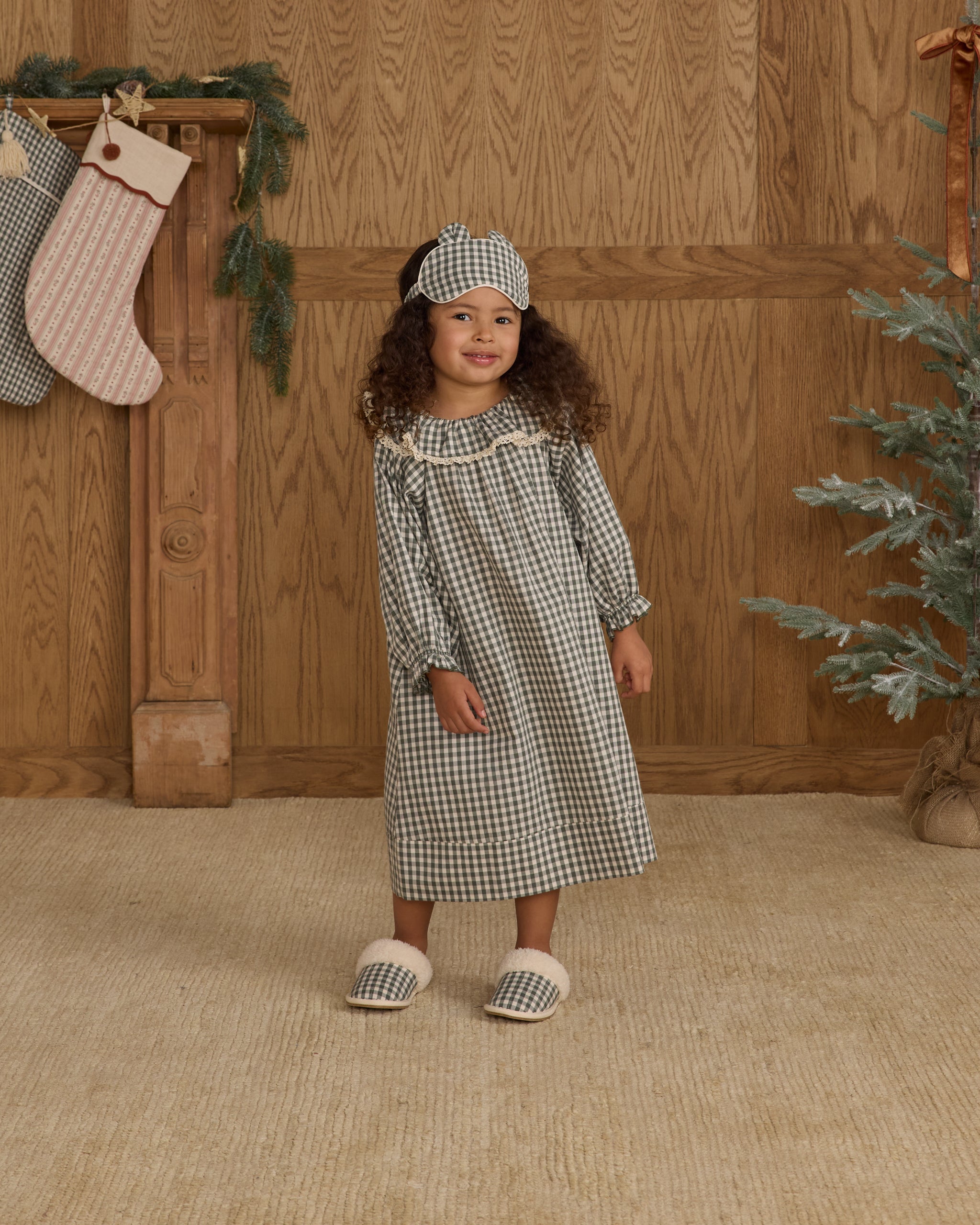 Slippers || Evergreen Gingham - Rylee + Cru | Kids Clothes | Trendy Baby Clothes | Modern Infant Outfits |