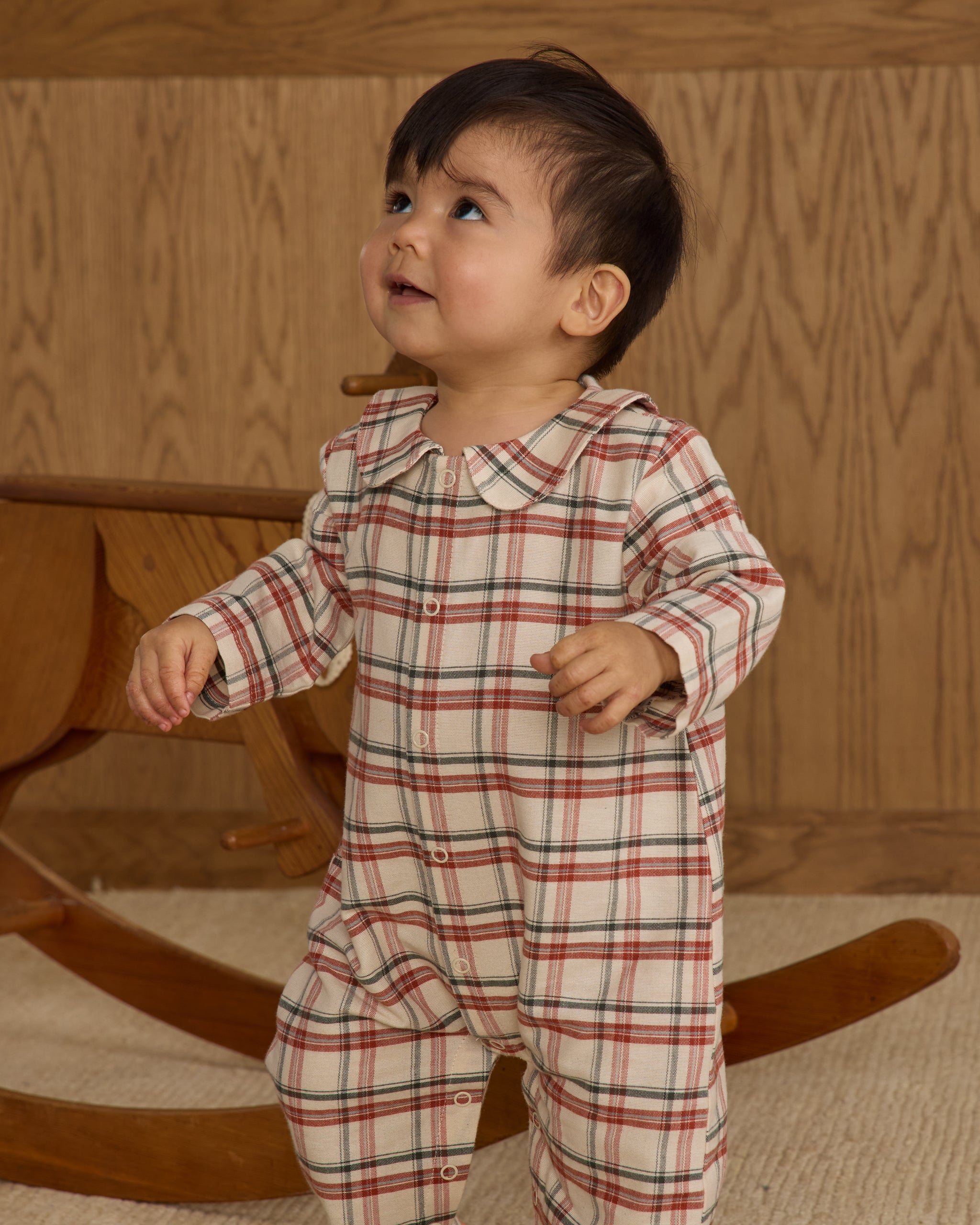 Baby Pajama Romper || Holiday Flannel - Rylee + Cru | Kids Clothes | Trendy Baby Clothes | Modern Infant Outfits |