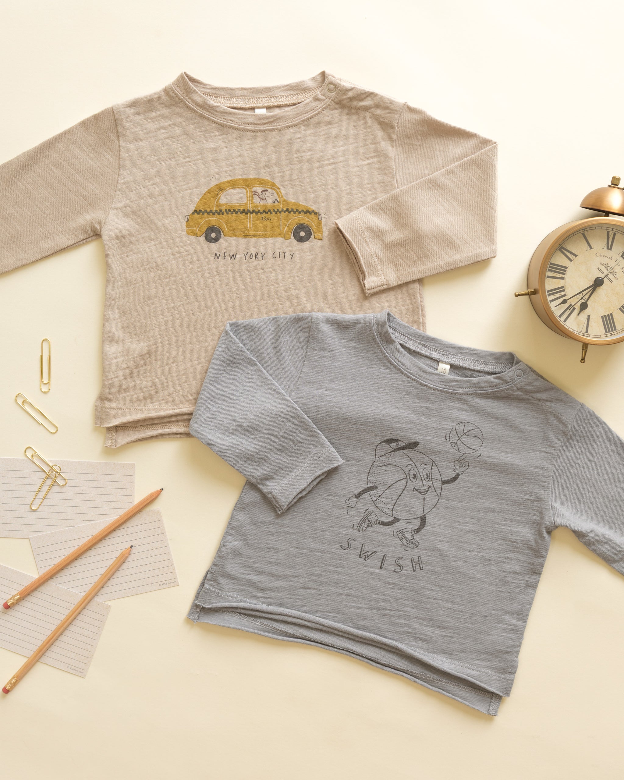 Raw Edge Long Sleeve Tee || Basketball - Rylee + Cru | Kids Clothes | Trendy Baby Clothes | Modern Infant Outfits |